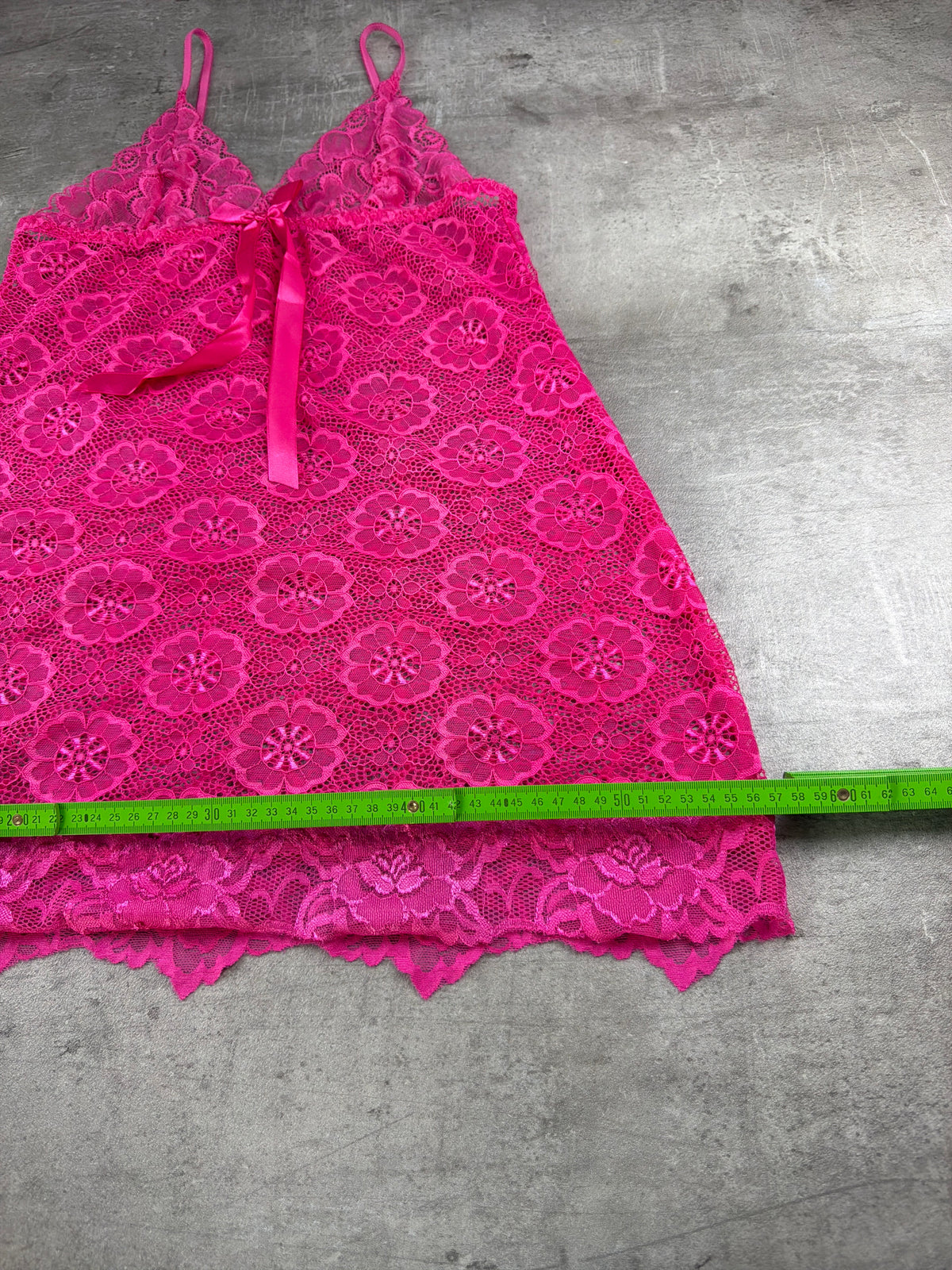 Vintage Y2K Floral Lace Satin Bow Babydoll Mini Slip Dress - Hot Pink - Past Pieces