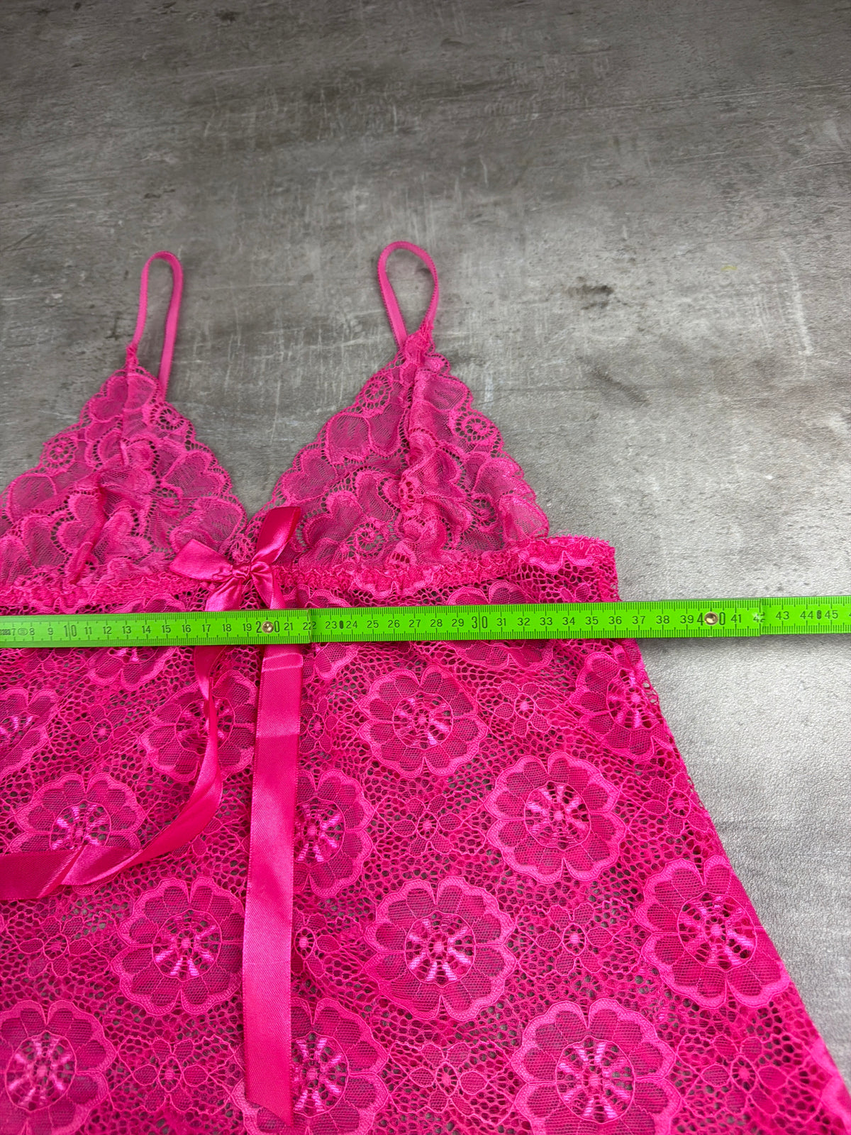 Vintage Y2K Floral Lace Satin Bow Babydoll Mini Slip Dress - Hot Pink - Past Pieces