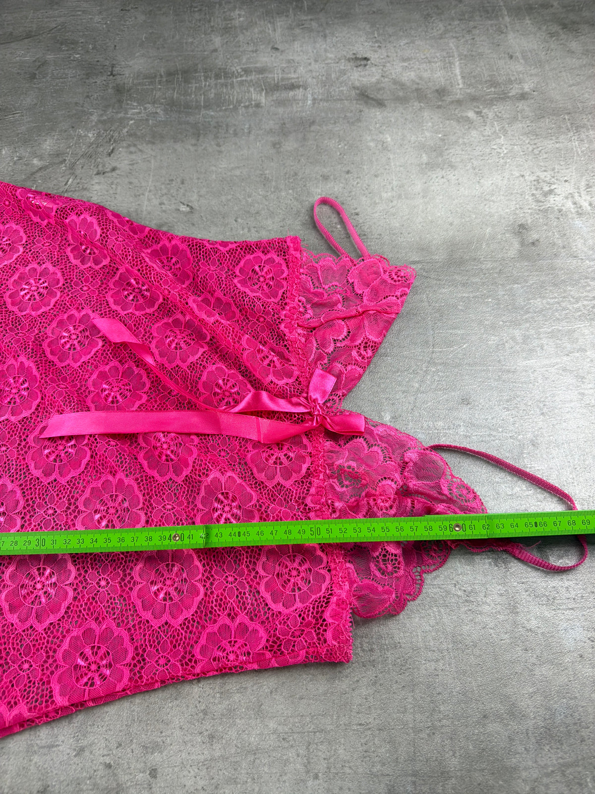 Vintage Y2K Floral Lace Satin Bow Babydoll Mini Slip Dress - Hot Pink - Past Pieces