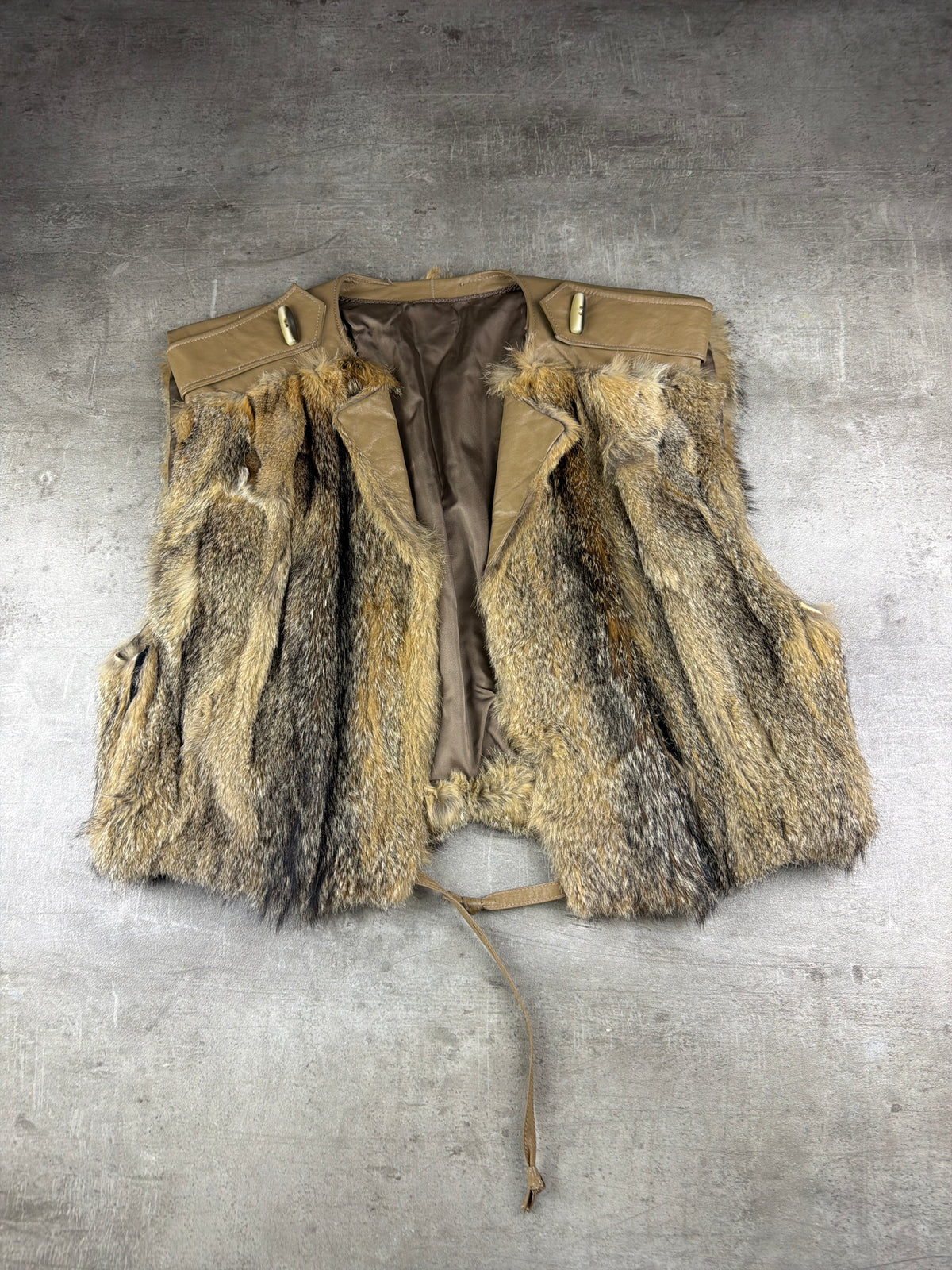 Vintage Pelz-Hoppe Berlin Real Fur Leather Vest - Brown / Beige - Past Pieces