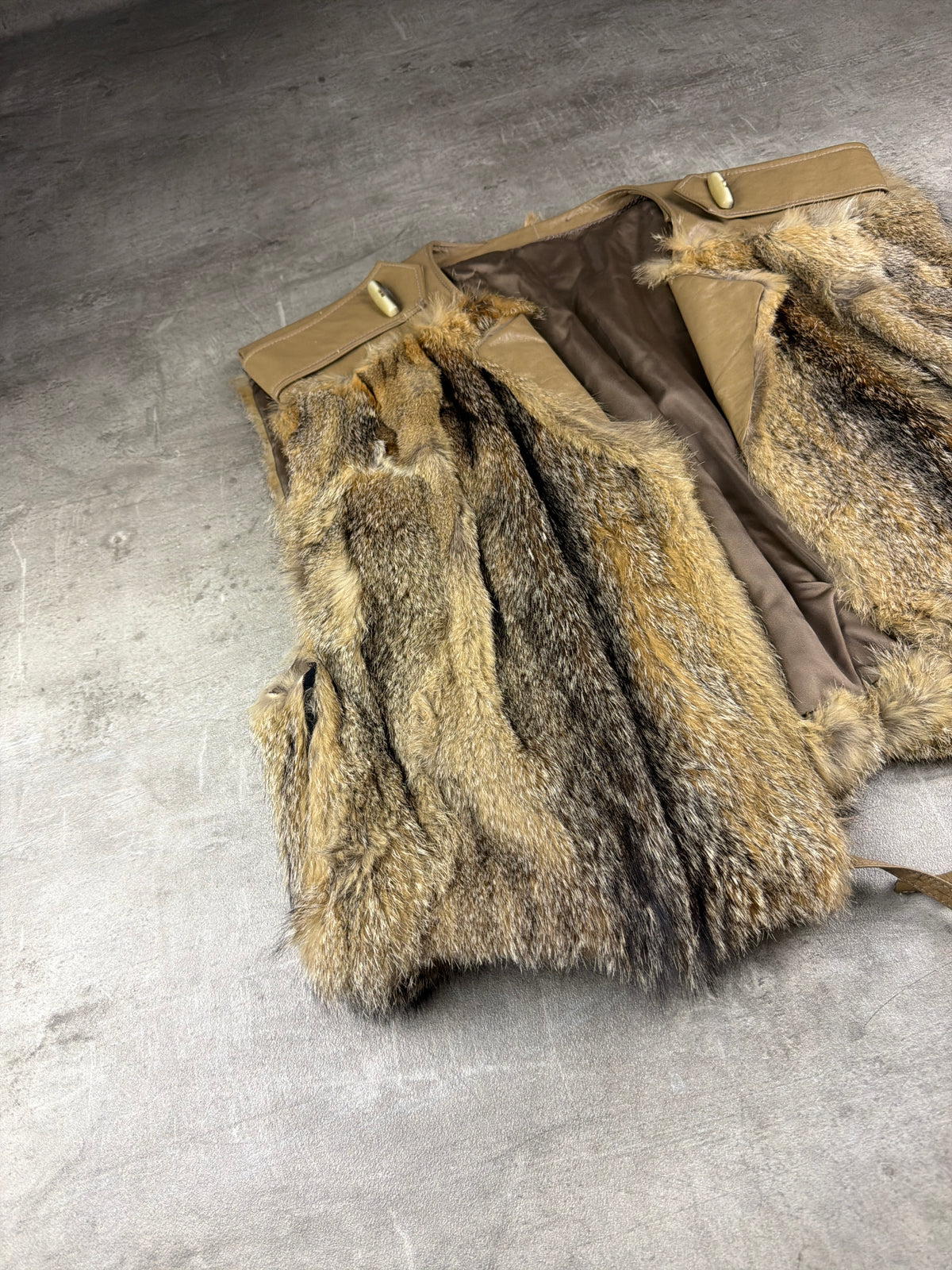 Vintage Pelz-Hoppe Berlin Real Fur Leather Vest - Brown / Beige - Past Pieces