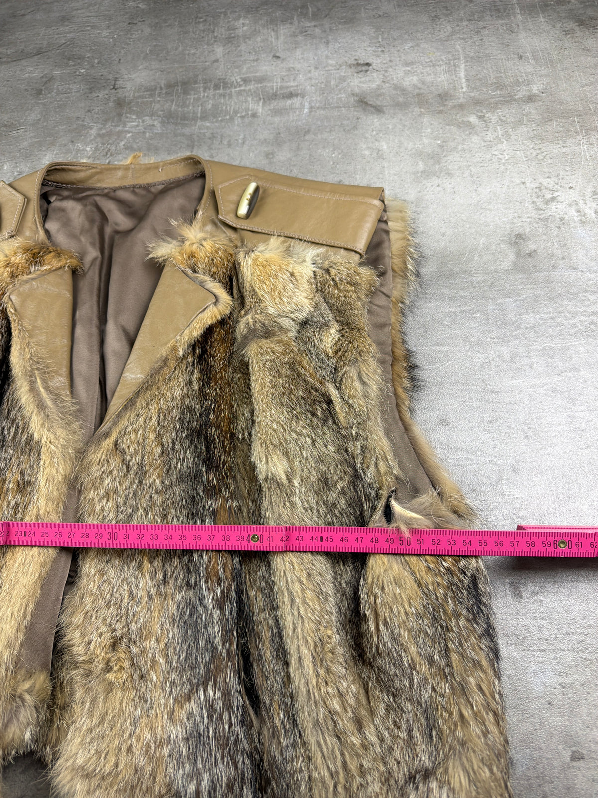 Vintage Pelz-Hoppe Berlin Real Fur Leather Vest - Brown / Beige - Past Pieces