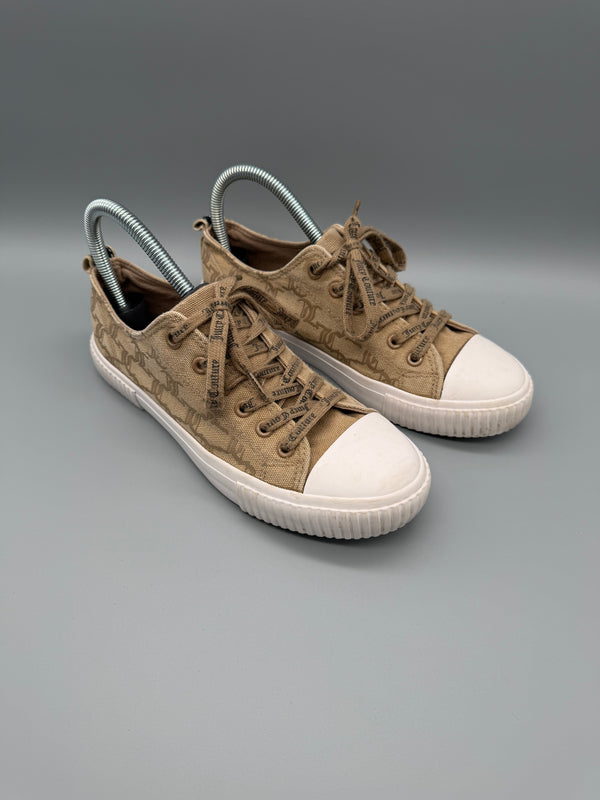 Juicy Couture Archive "Logo Love" Canvas Low-Tops - Beige Y2K Indie Sleaze
