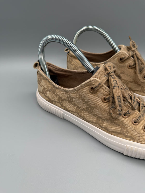 Juicy Couture Archive "Logo Love" Canvas Low-Tops - Beige Y2K Indie Sleaze