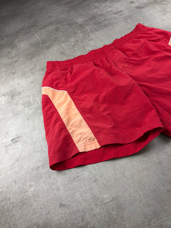 Adidas Y2K Embroidered Logo Swim Shorts - Red / Peach Orange