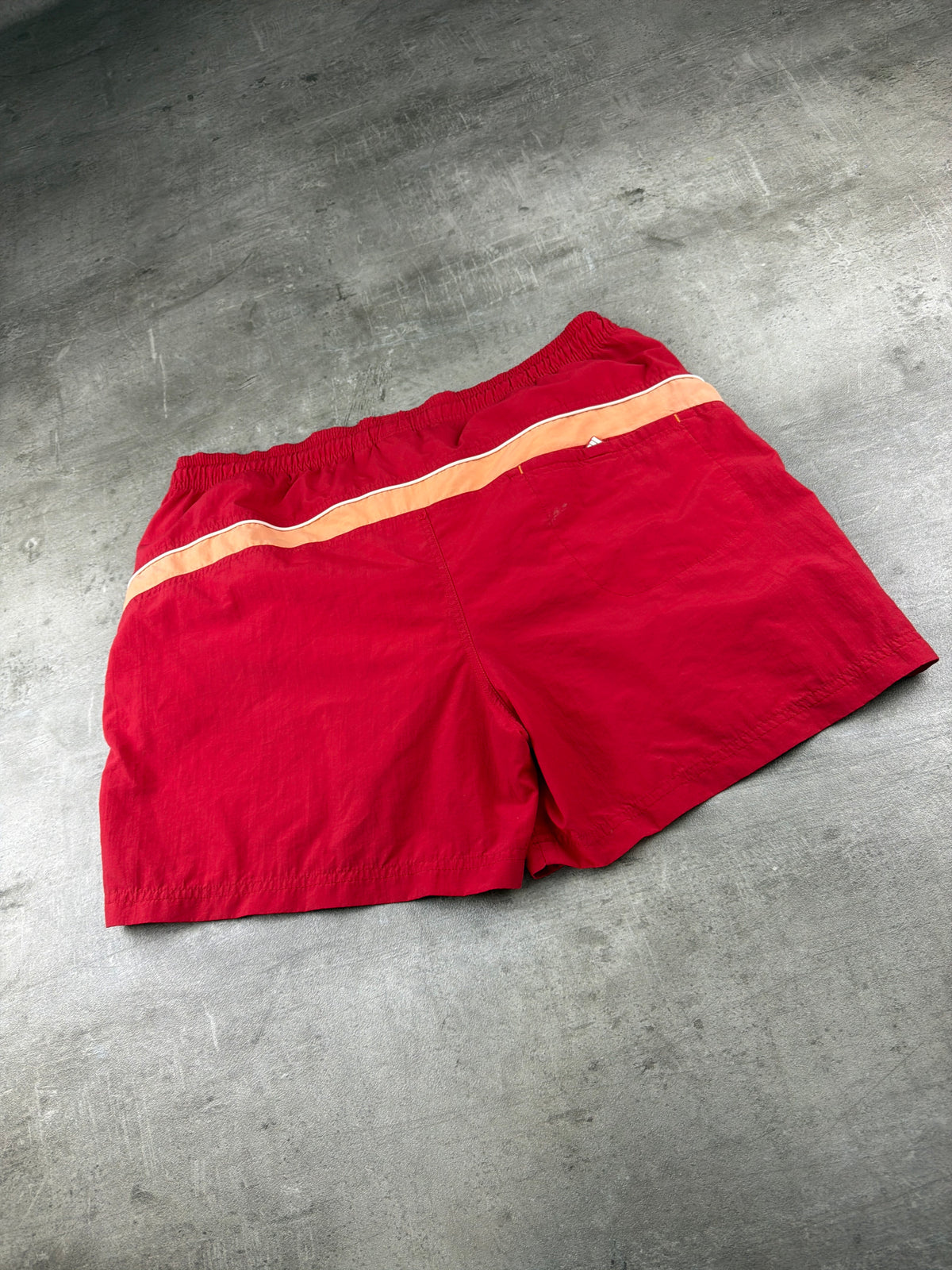Adidas Y2K Embroidered Logo Swim Shorts - Red / Peach Orange - Past Pieces