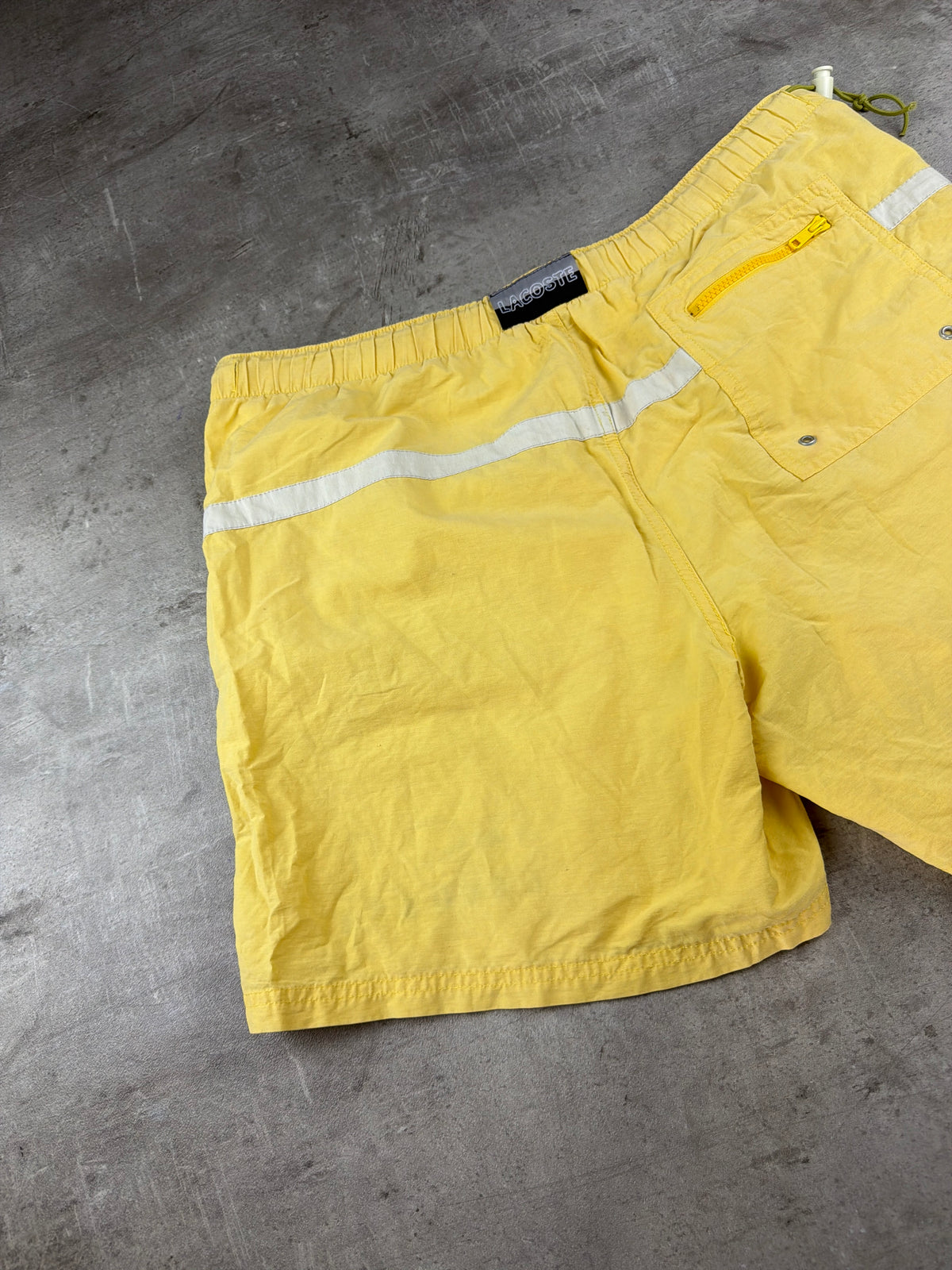 Lacoste Y2K "L.C.L Since 1933" Swim Shorts - Pastel Yellow / Cream - Past Pieces