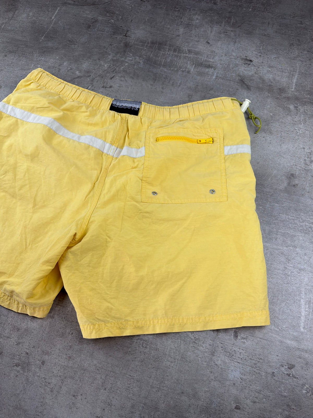 Lacoste Y2K "L.C.L Since 1933" Swim Shorts - Pastel Yellow / Cream - Past Pieces