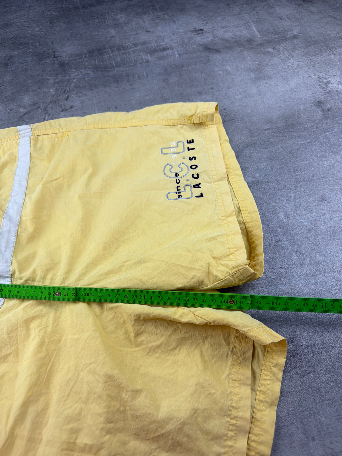 Lacoste Y2K "L.C.L Since 1933" Swim Shorts - Pastel Yellow / Cream - Past Pieces