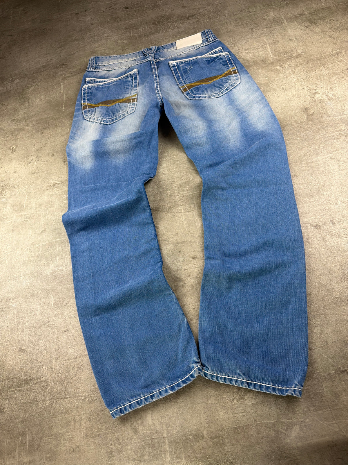 Smog Y2K Baggy Thick Stitch Denim Jeans - Light Blue Faded – Ansicht 2