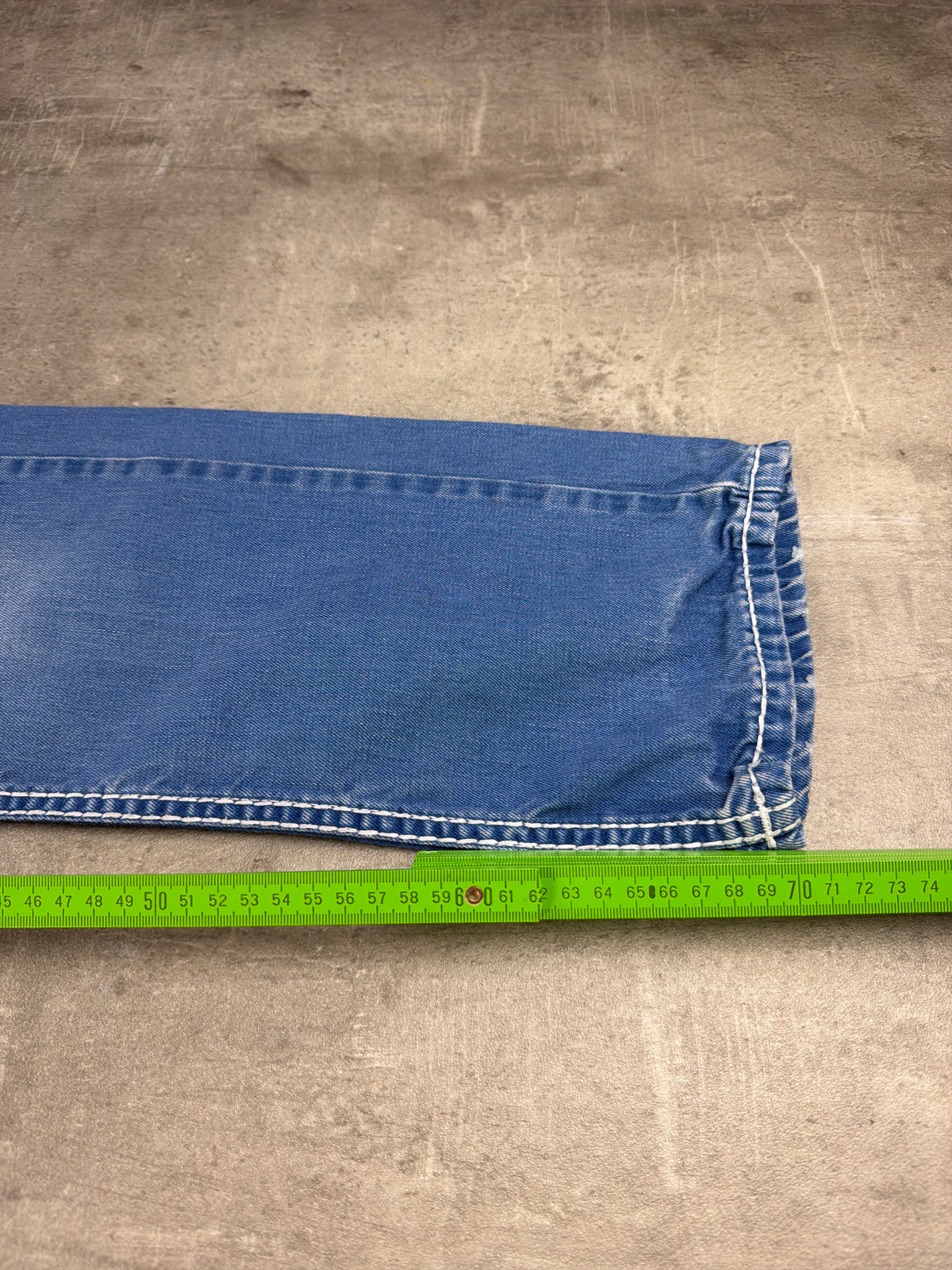 Smog Y2K Baggy Thick Stitch Denim Jeans - Light Blue Faded - Past Pieces