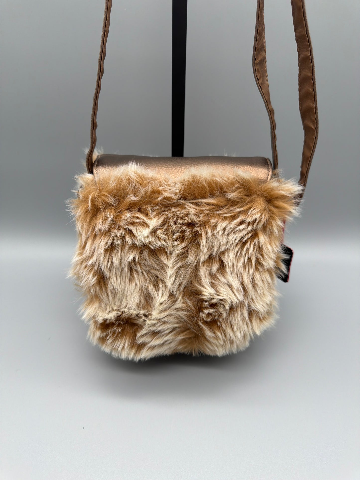 Playboy Y2K "Bunny" Flap Mini Bag - Metallic Bronze & Faux Fur