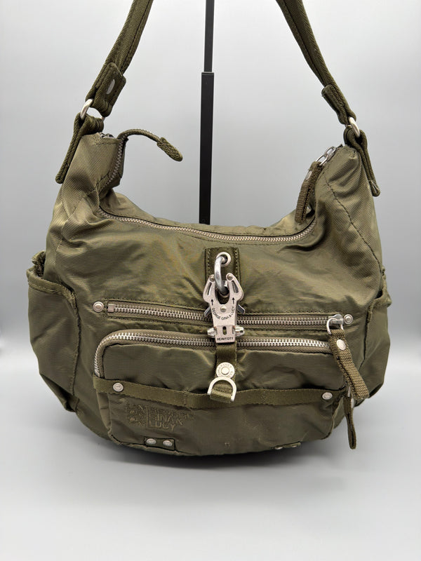 George Gina & Lucy Archive "Swingeling" Multi-Pocket Shoulder Bag - Olive Gorpcore Utility Y2K