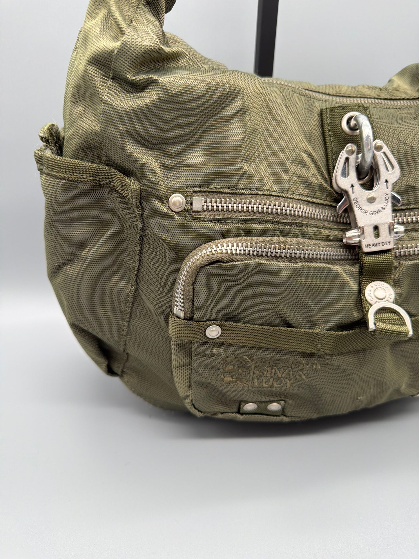 George Gina & Lucy Archive "Swingeling" Multi-Pocket Shoulder Bag - Olive Gorpcore Utility Y2K
