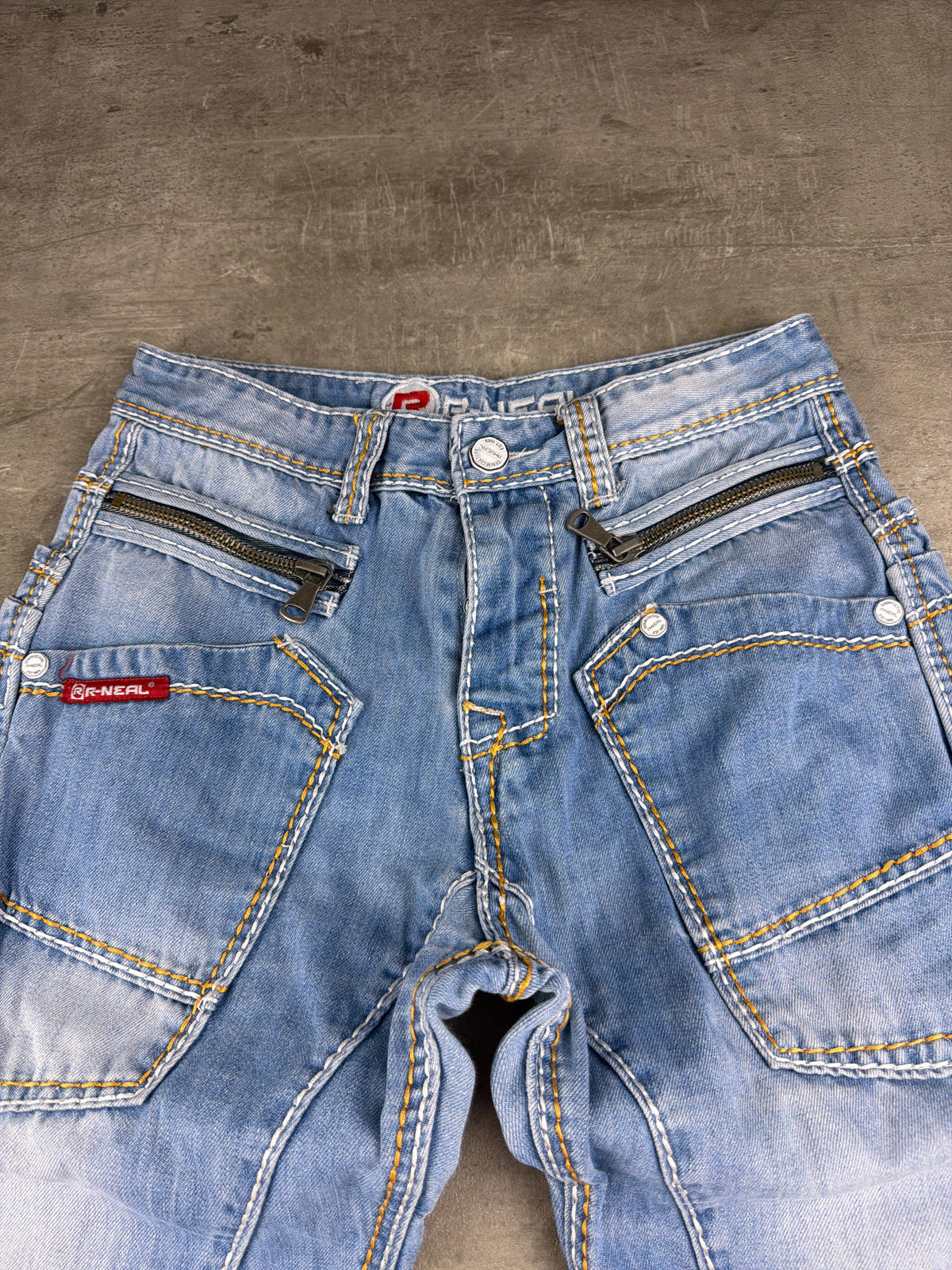 R-Neal Y2K Baggy Cargo Denim Jeans - Light Blue Washed - Past Pieces