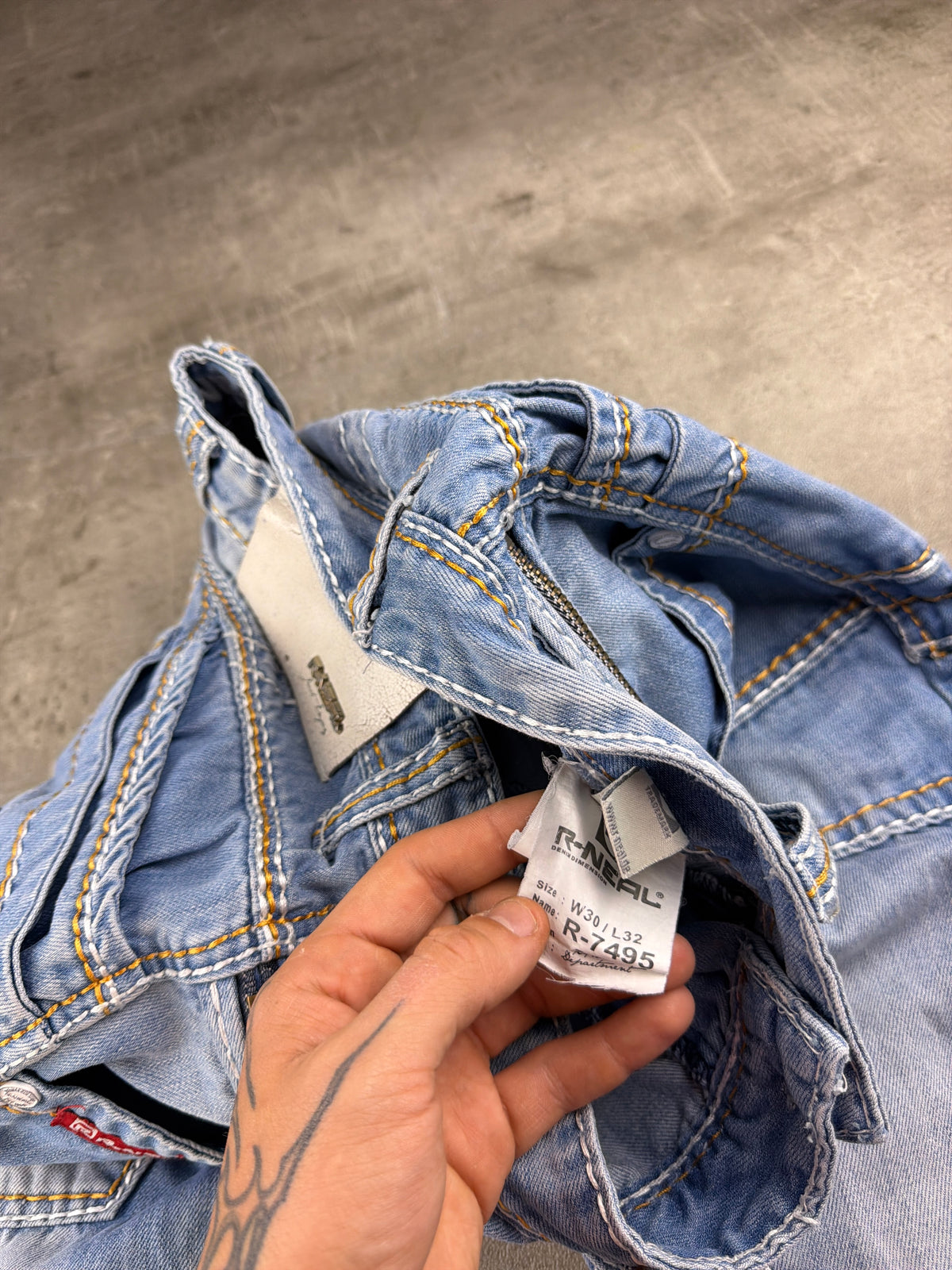 R-Neal Y2K Baggy Cargo Denim Jeans - Light Blue Washed – Ansicht 7