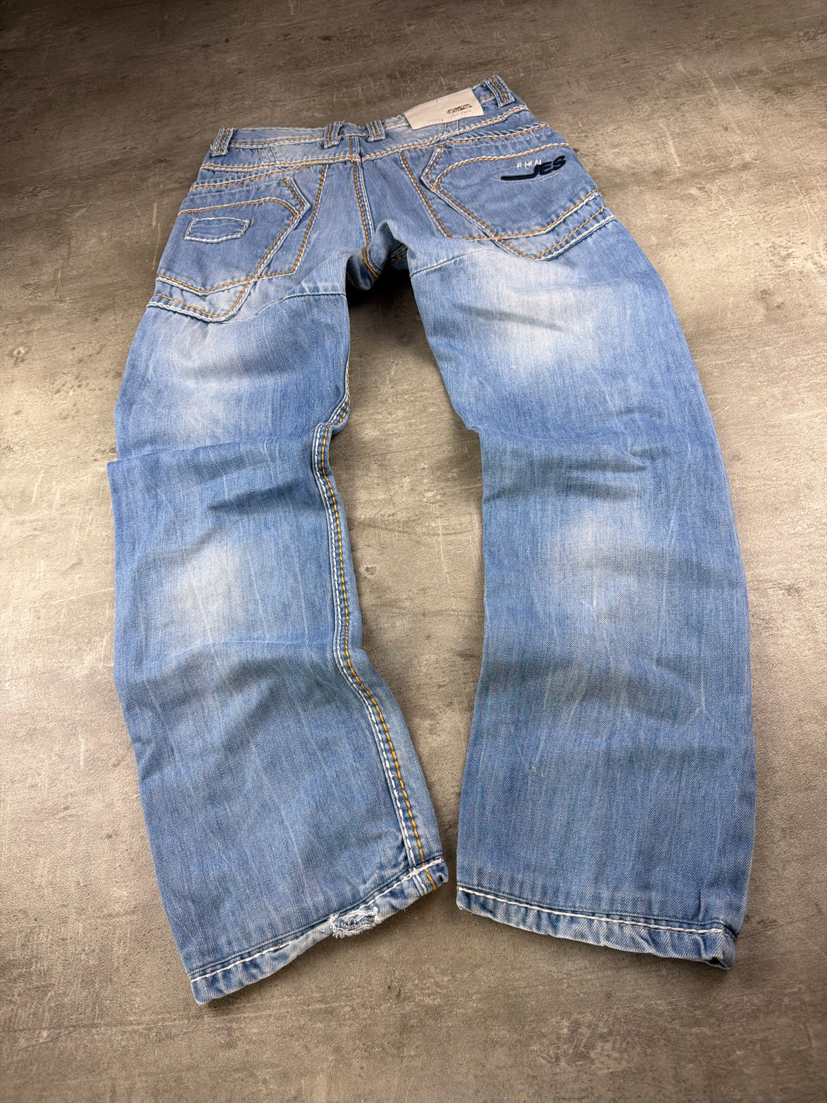 R-Neal Y2K Baggy Cargo Denim Jeans - Light Blue Washed - Past Pieces