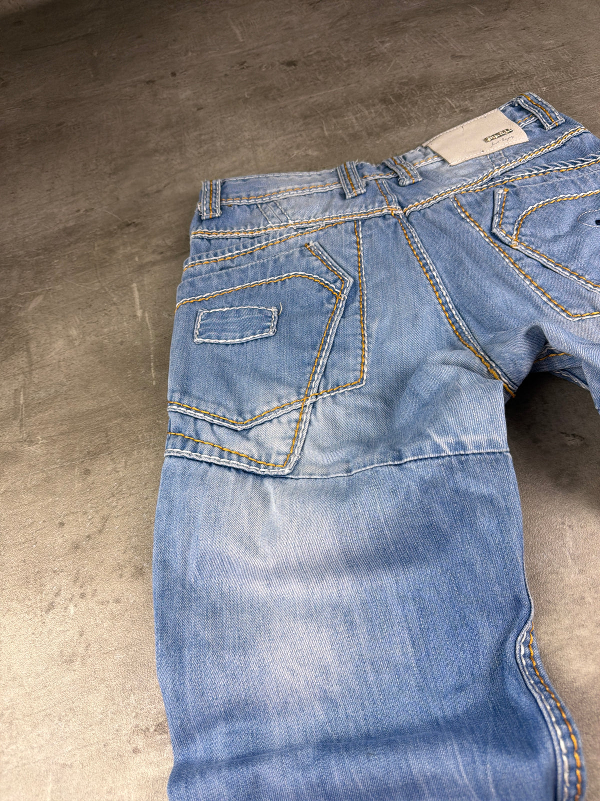 R-Neal Y2K Baggy Cargo Denim Jeans - Light Blue Washed - Past Pieces