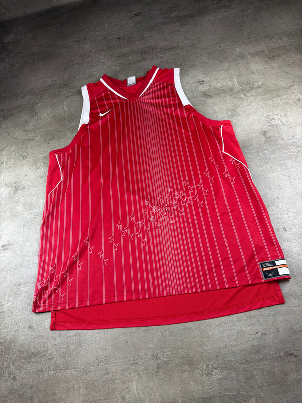 Nike Basketball Pinstripe Graphic Jersey - Red / White Y2K Streetwear
