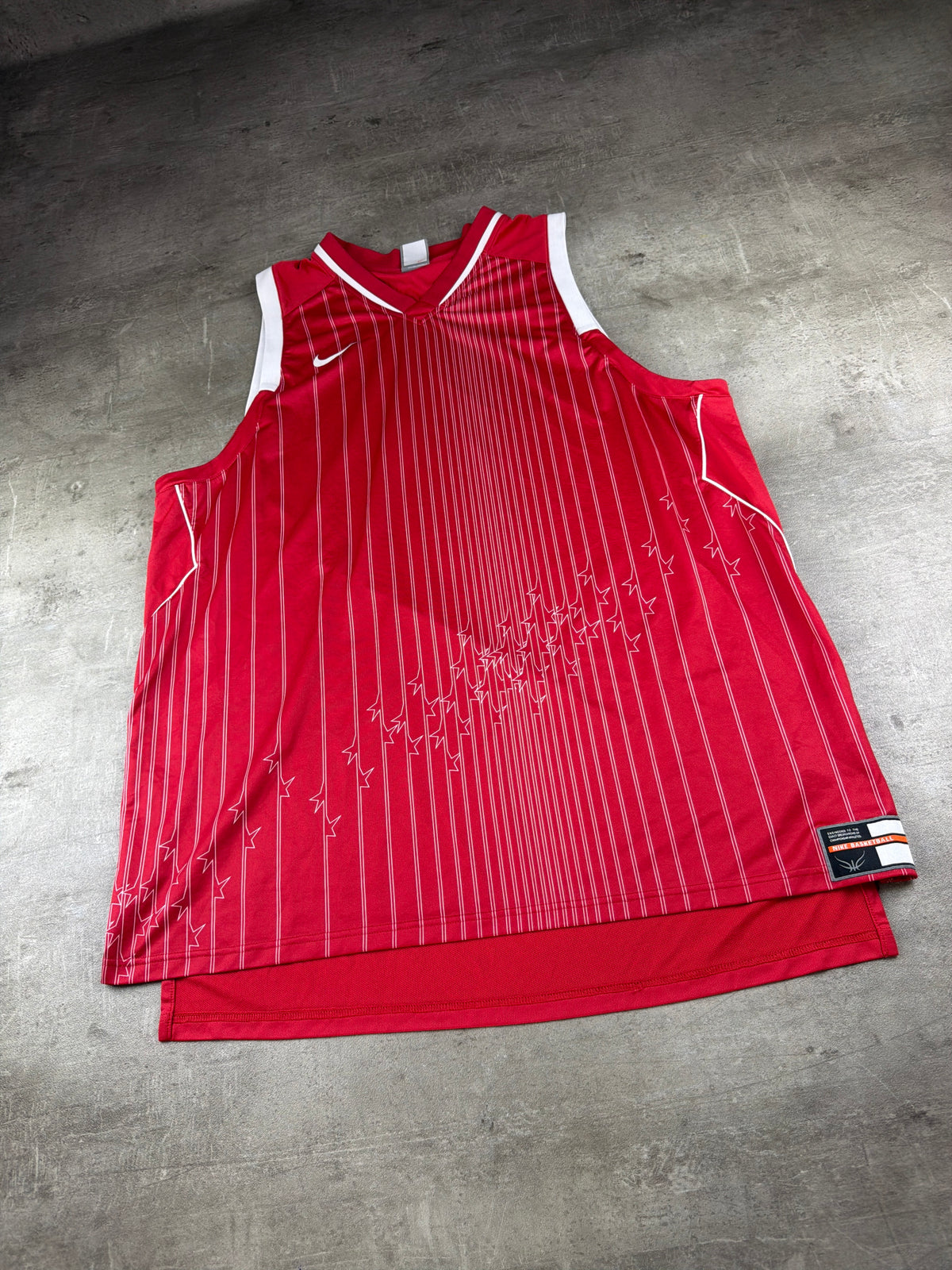 Nike Basketball Pinstripe Graphic Jersey - Red / White Y2K Streetwear - Past Pieces