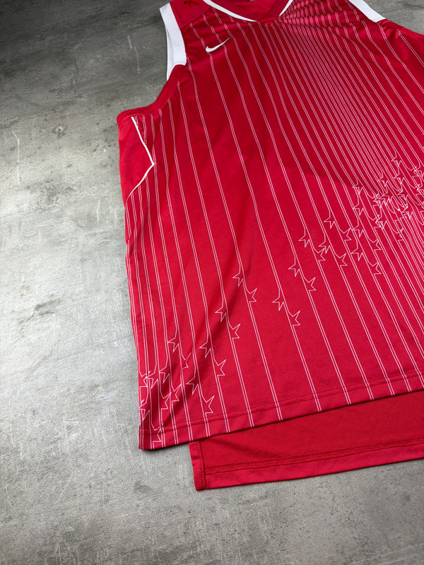 Nike Basketball Pinstripe Graphic Jersey - Red / White Y2K Streetwear