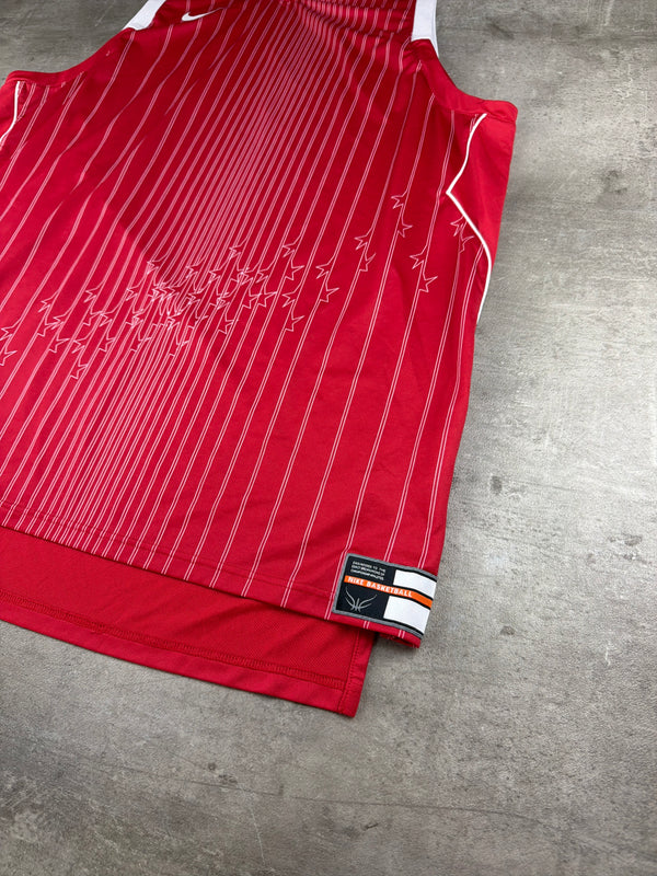 Nike Basketball Pinstripe Graphic Jersey - Red / White Y2K Streetwear
