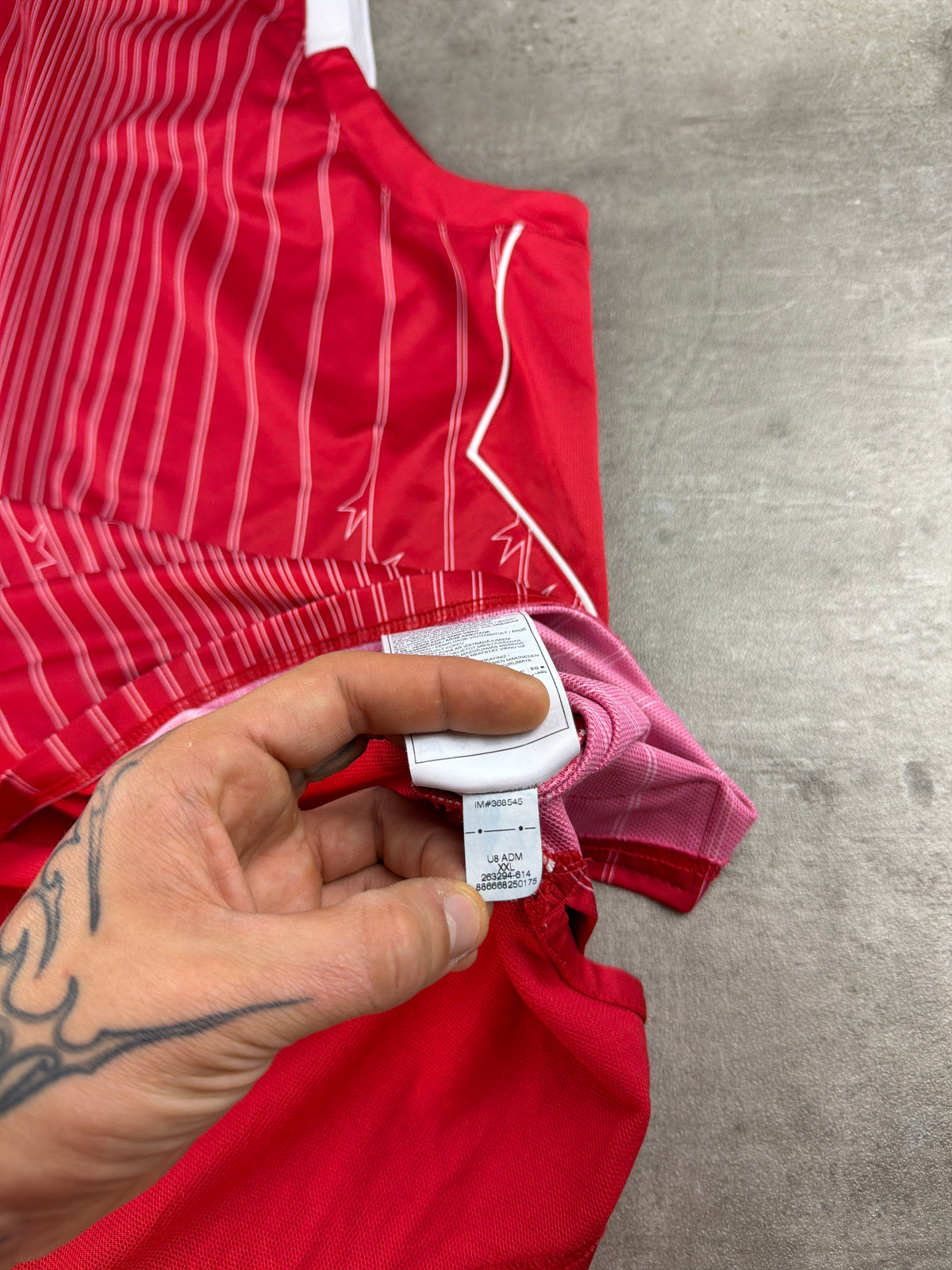 Nike Basketball Pinstripe Graphic Jersey - Red / White Y2K Streetwear - Past Pieces