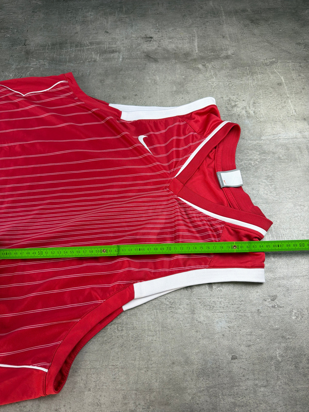 Nike Basketball Pinstripe Graphic Jersey - Red / White Y2K Streetwear - Past Pieces