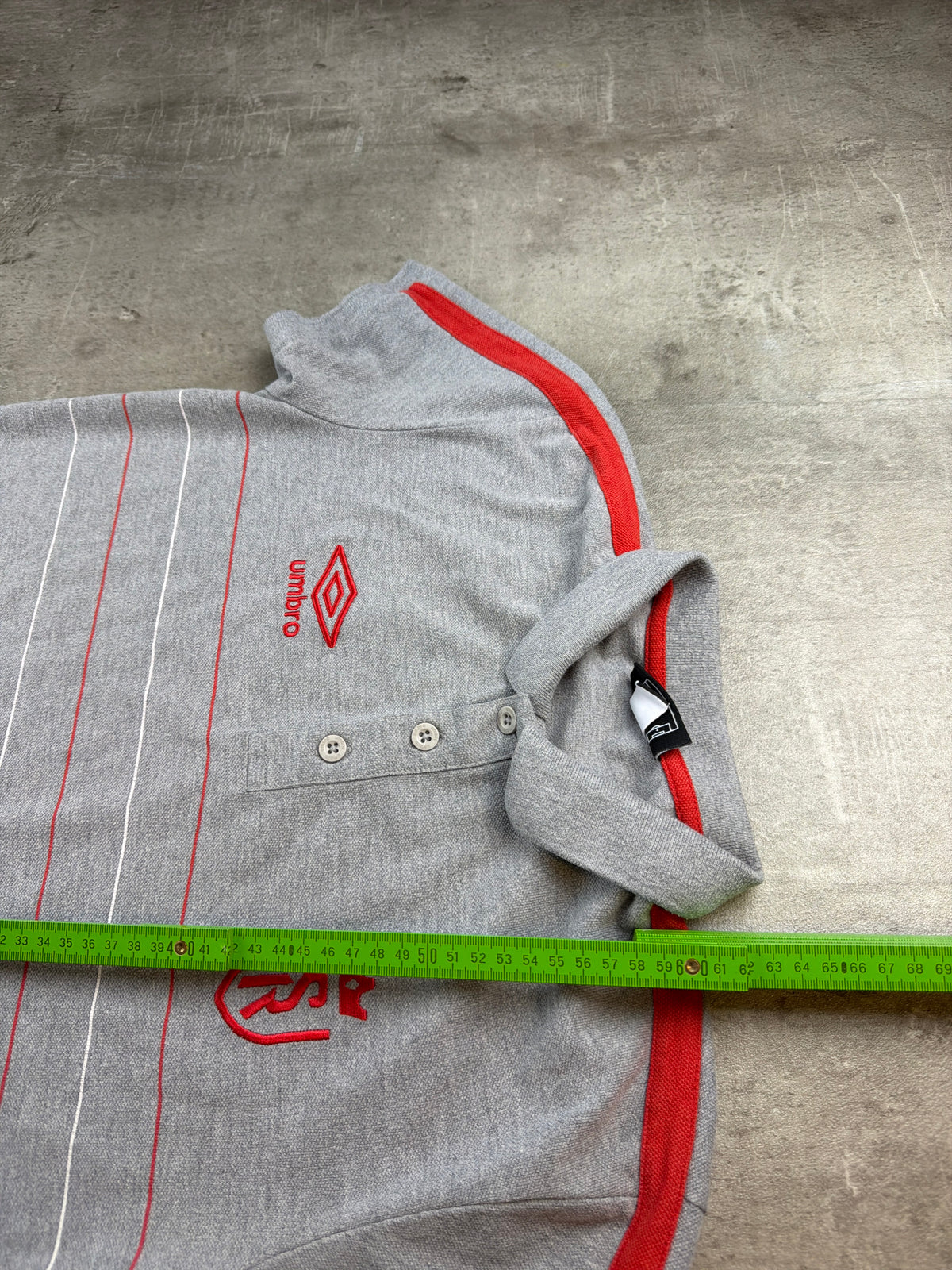 Umbro Stade de Reims Embroidered Polo Shirt - Grey / Red Blokecore - Past Pieces