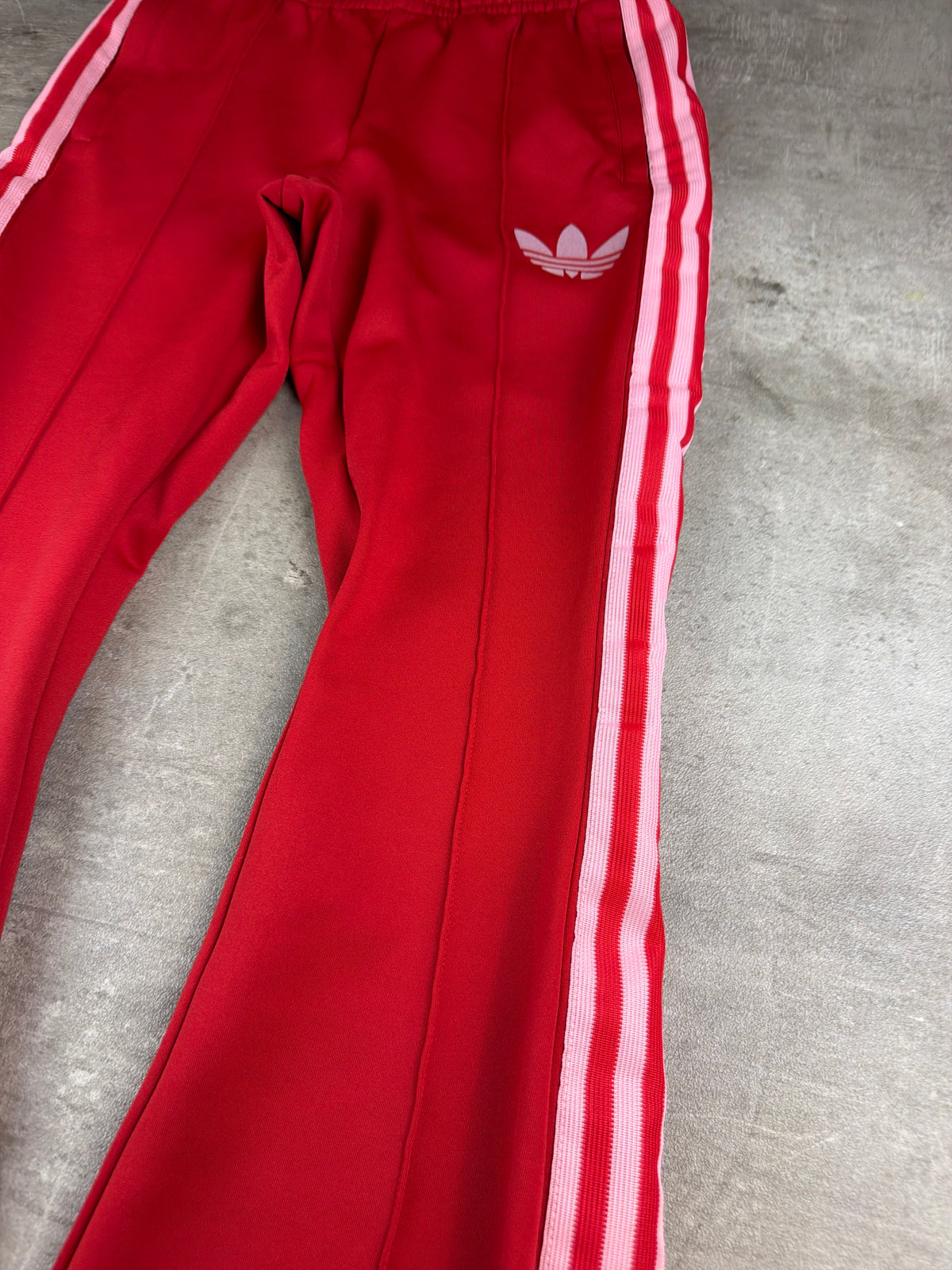 Adidas Originals Trefoil Flared Trackpants - Red / Pink Y2K Vibe - Past Pieces