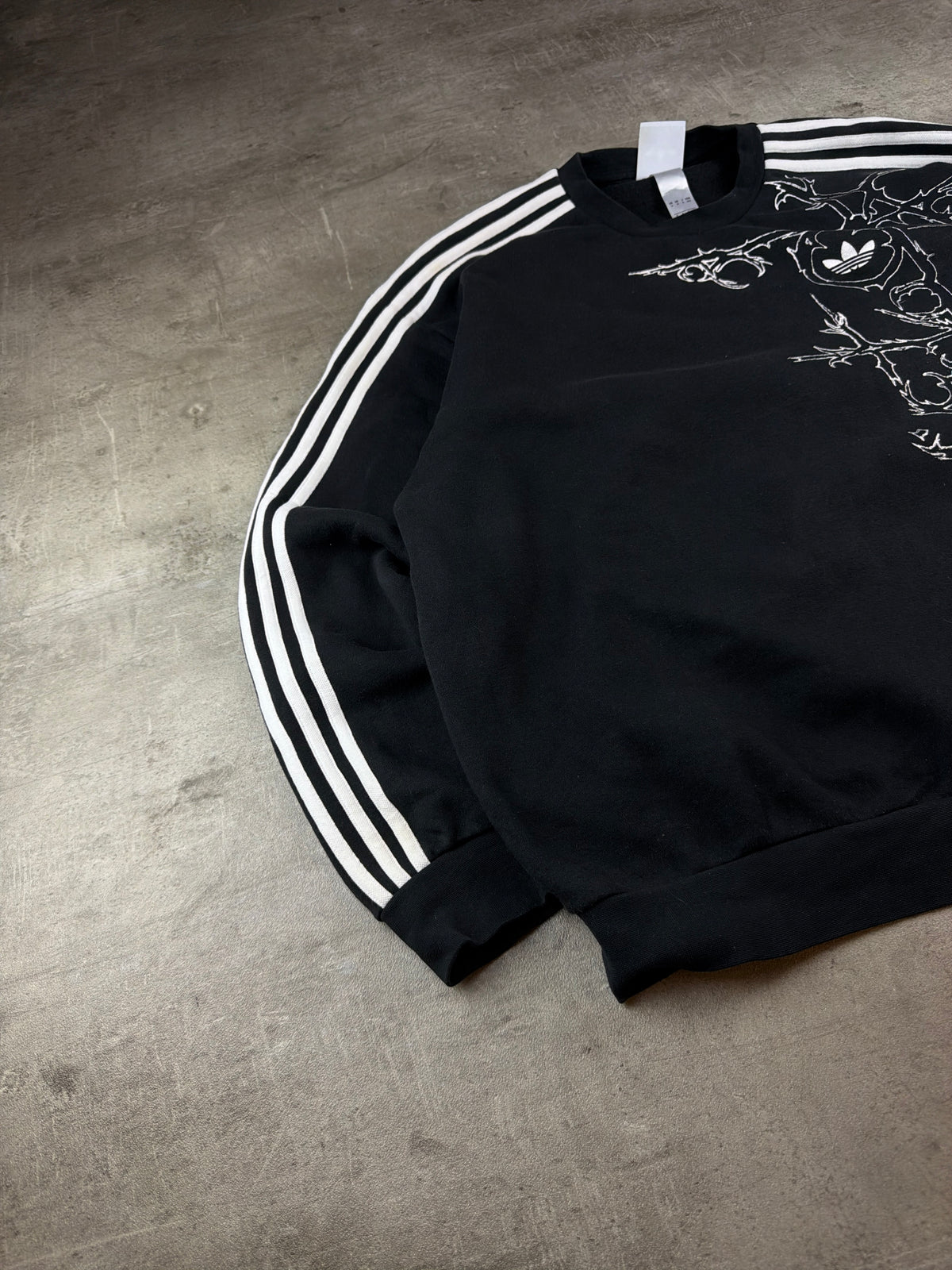 Adidas Trefoil Thorn Embroidered Oversized Crewneck Sweatshirt - Black / White Cyber Gothic - Past Pieces