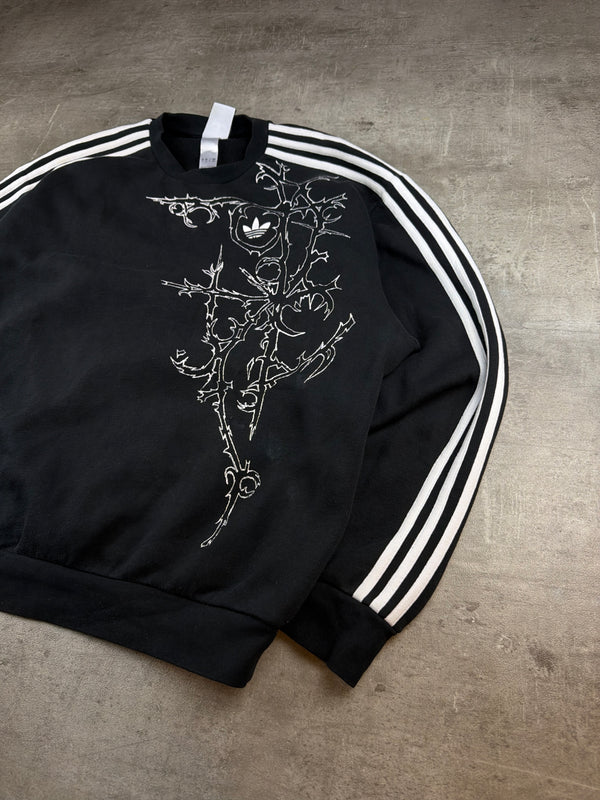 Adidas Trefoil Thorn Embroidered Oversized Crewneck Sweatshirt - Black / White Cyber Gothic