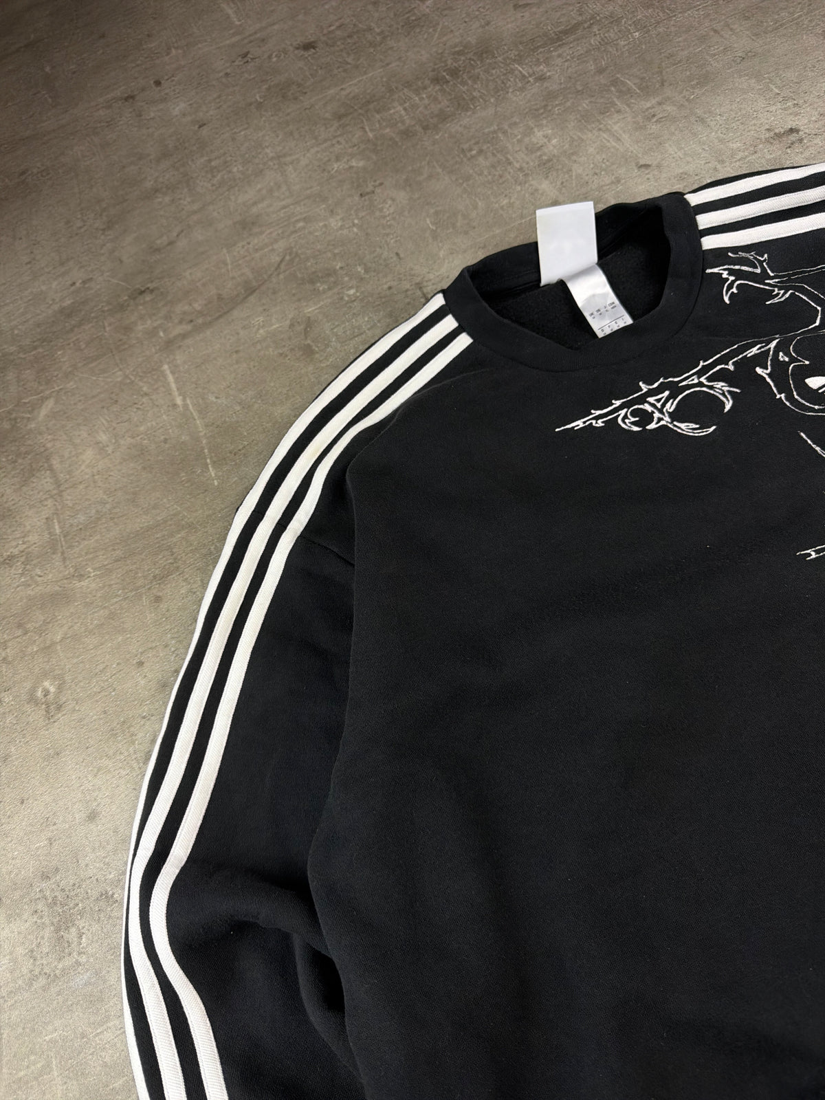Adidas Trefoil Thorn Embroidered Oversized Crewneck Sweatshirt - Black / White Cyber Gothic - Past Pieces