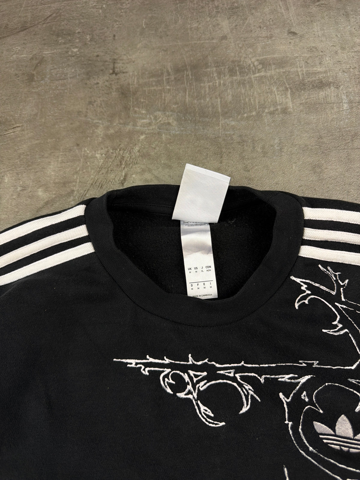 Adidas Trefoil Thorn Embroidered Oversized Crewneck Sweatshirt - Black / White Cyber Gothic - Past Pieces