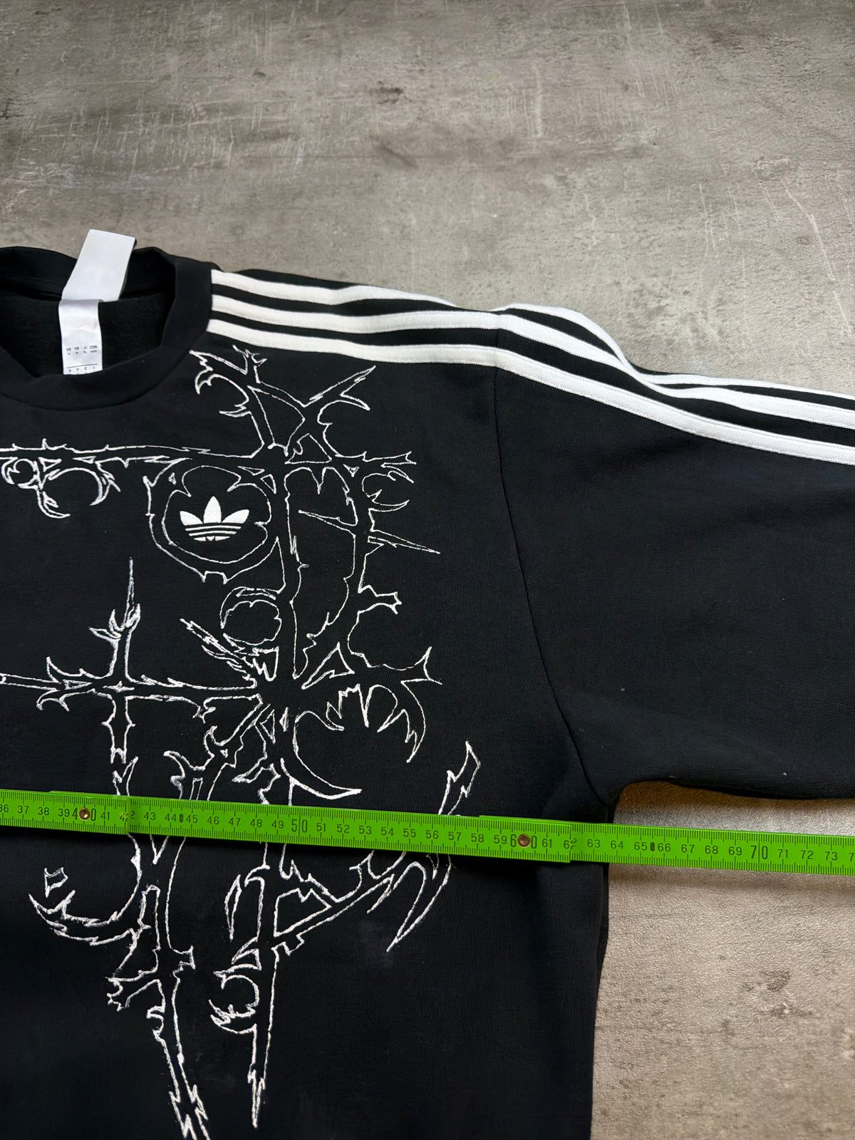 Adidas Trefoil Thorn Embroidered Oversized Crewneck Sweatshirt - Black / White Cyber Gothic - Past Pieces