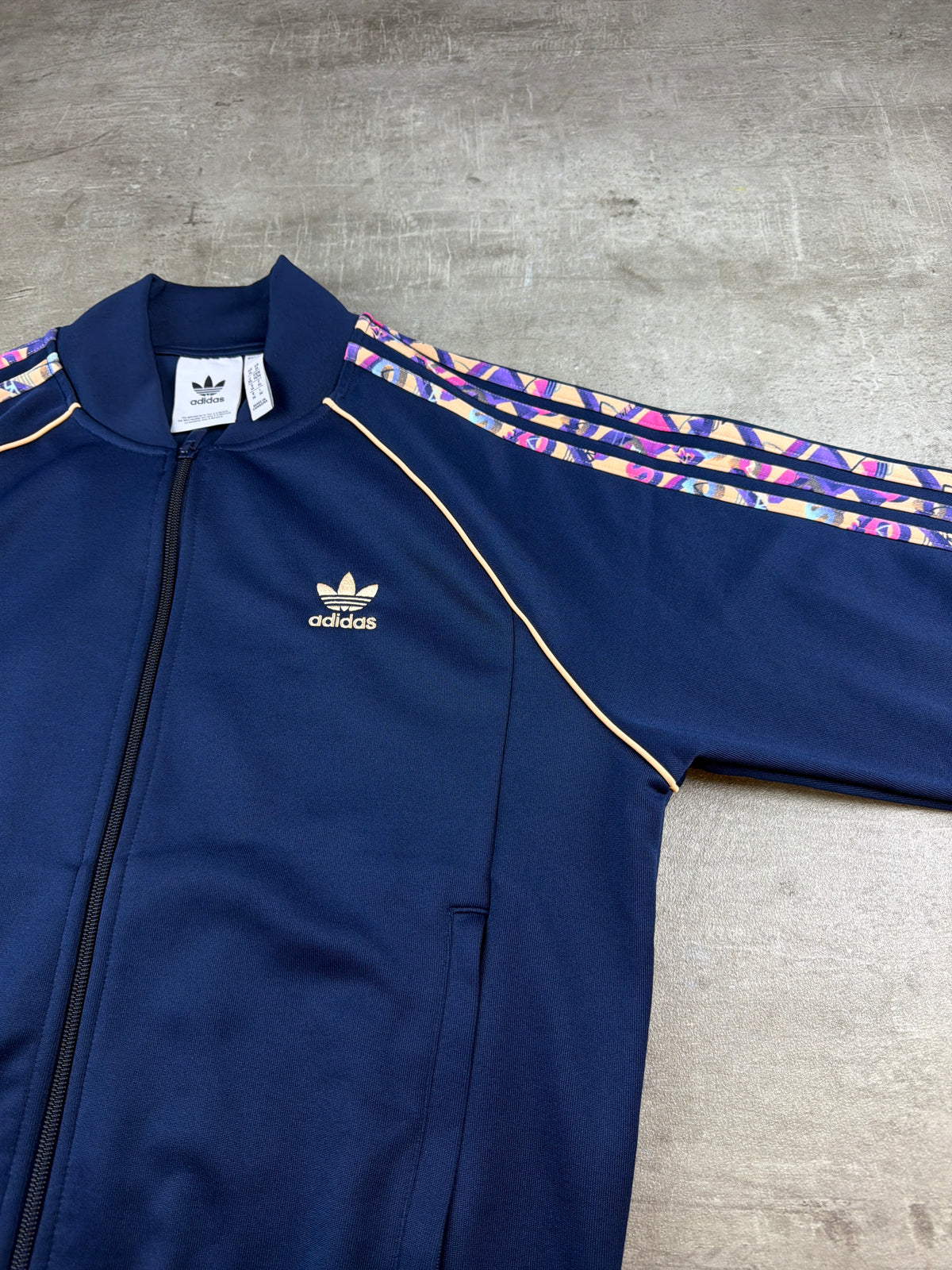 Adidas Originals Trefoil Graphic Stripes Trackjacket - Navy Blue / Pink Y2K - Past Pieces