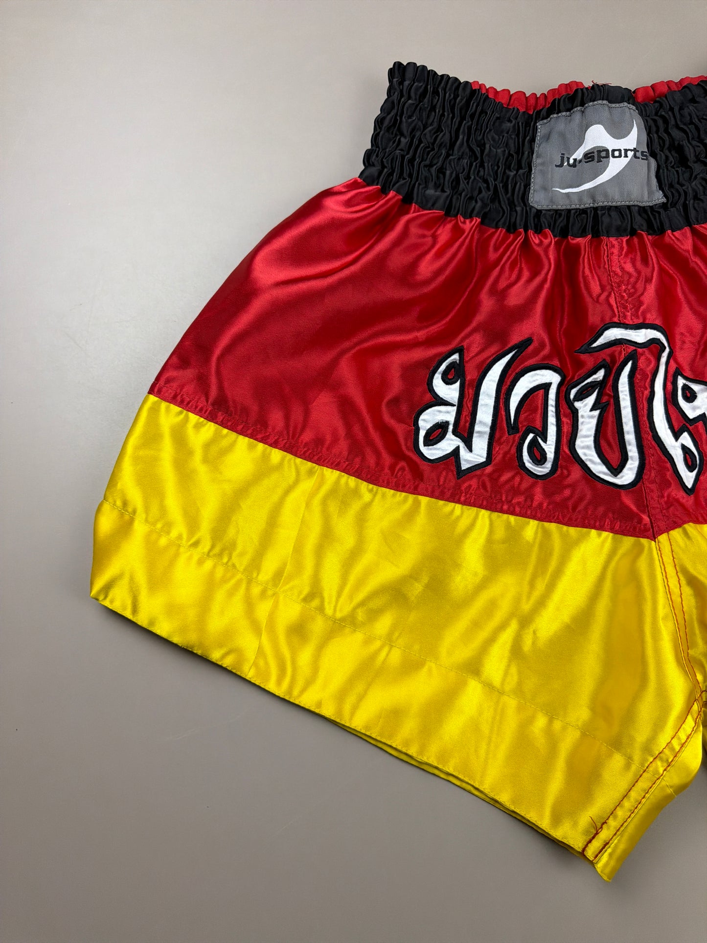 Ju-sports "Muay Thai" Combat Shorts - Two-Tone Red & Yellow