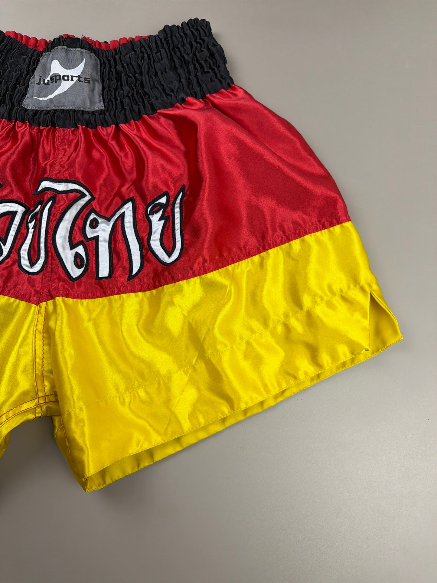 Ju-sports "Muay Thai" Combat Shorts - Two-Tone Red & Yellow