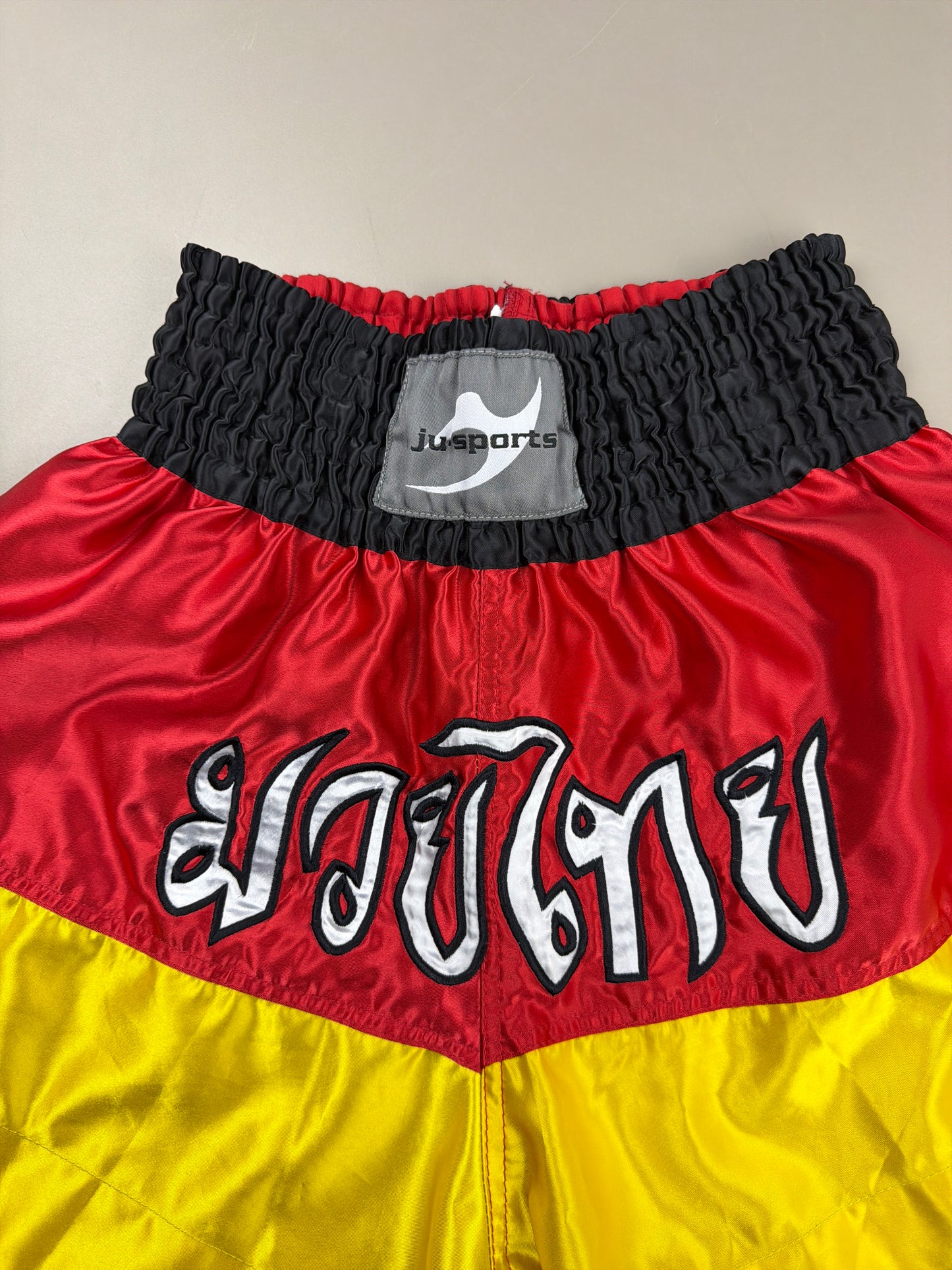 Ju-sports "Muay Thai" Combat Shorts - Two-Tone Red & Yellow