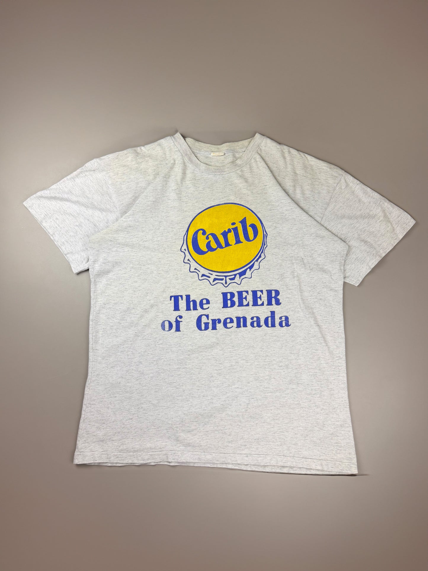 Vintage "Carib Beer of Grenada" Promo Tee - Heather Grey / Indie Sleaze