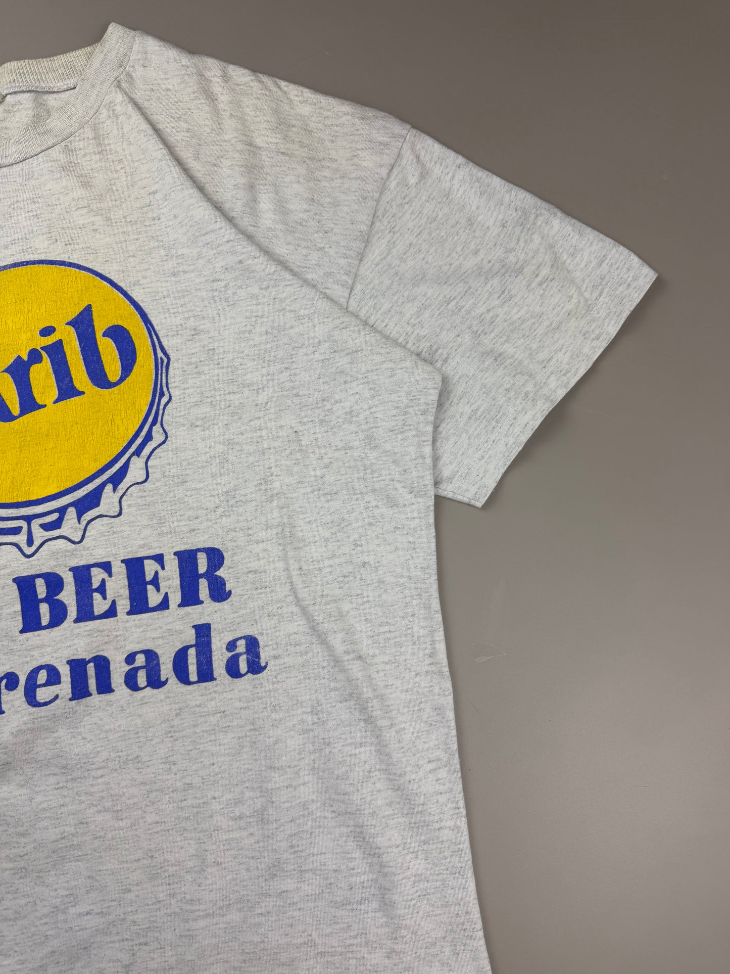 Vintage "Carib Beer of Grenada" Promo Tee - Heather Grey / Indie Sleaze