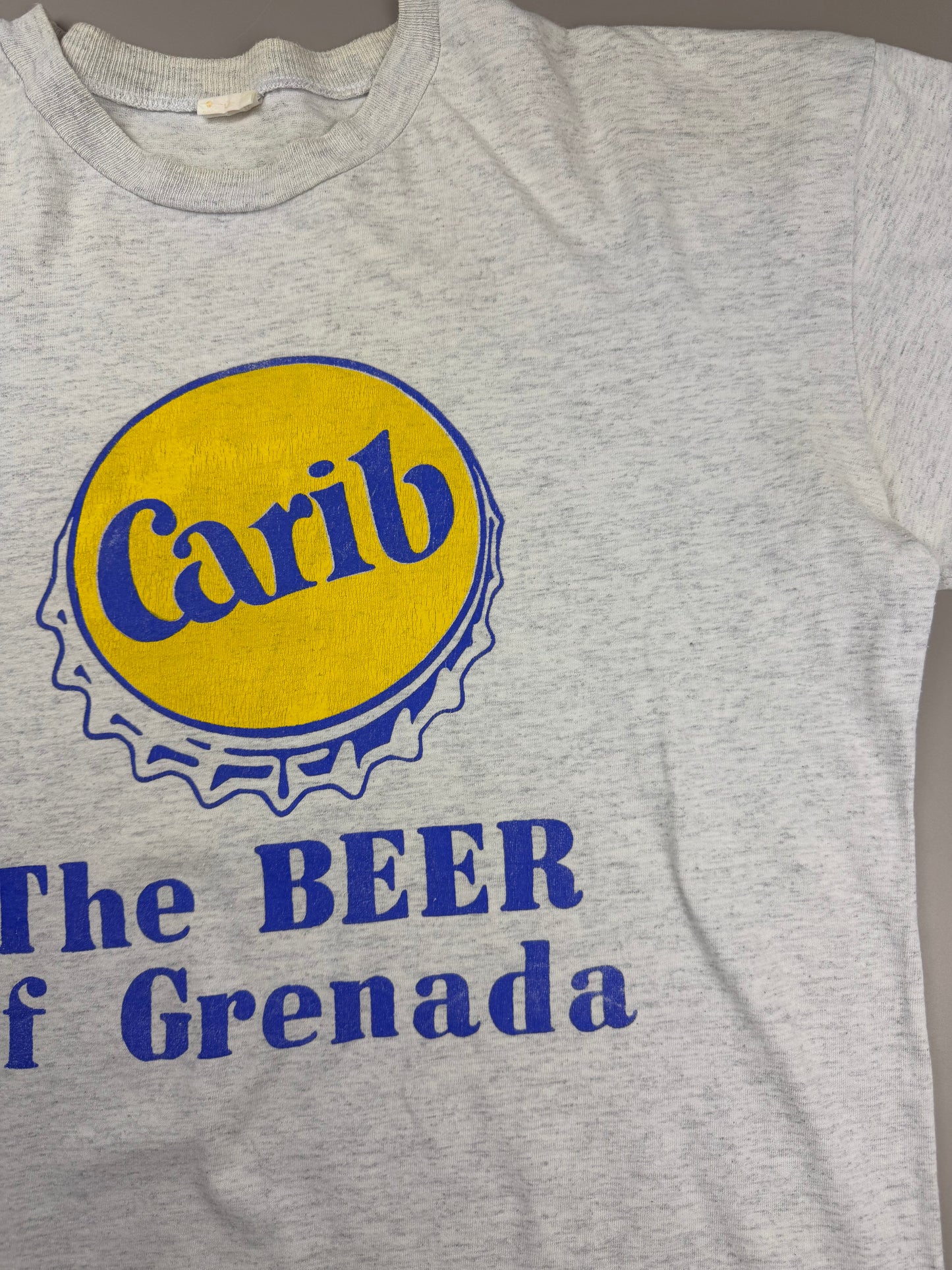 Vintage "Carib Beer of Grenada" Promo Tee - Heather Grey / Indie Sleaze