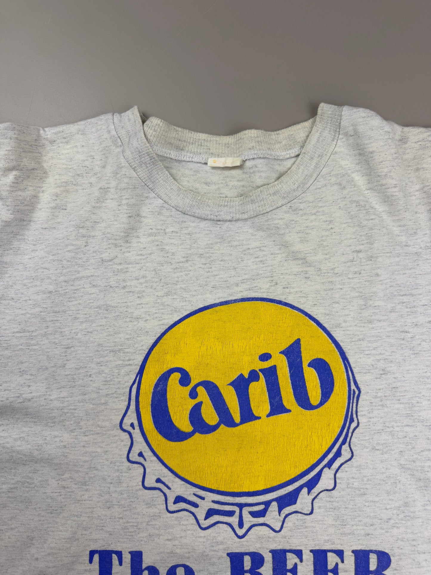 Vintage "Carib Beer of Grenada" Promo Tee - Heather Grey / Indie Sleaze
