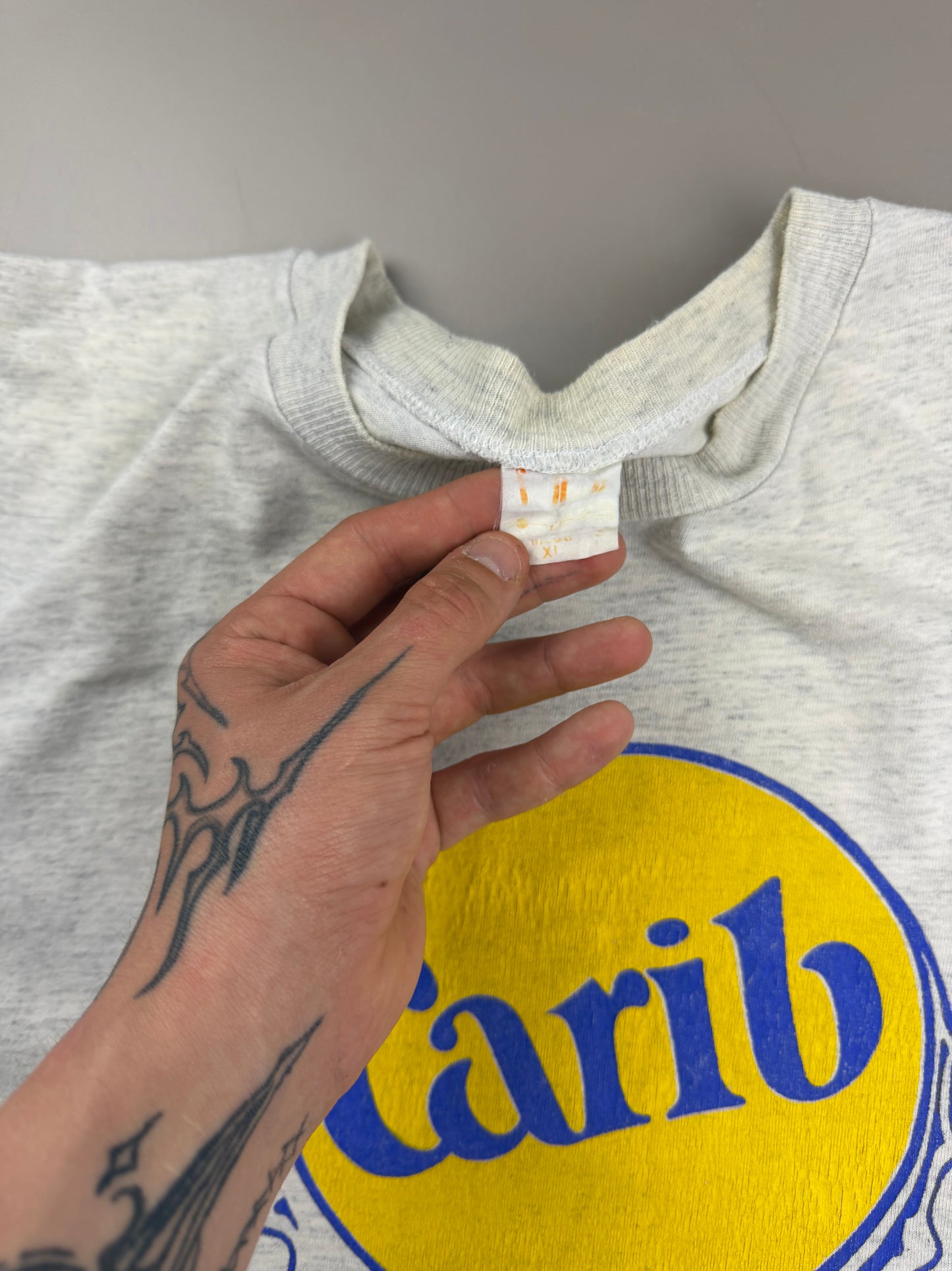 Vintage "Carib Beer of Grenada" Promo Tee - Heather Grey / Indie Sleaze