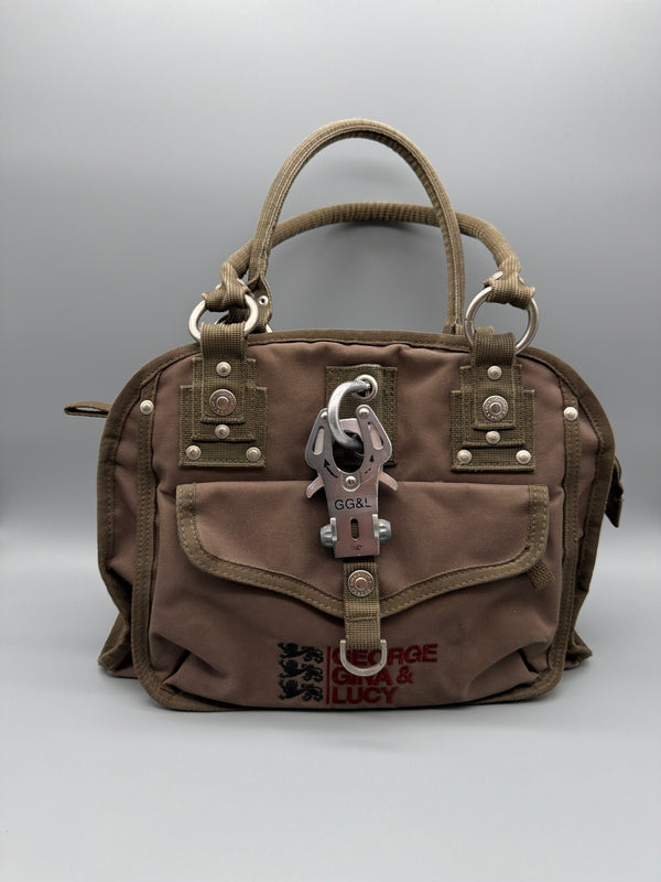George Gina & Lucy "Haute Hip" Y2K Nylon Handbag - Brown / Khaki