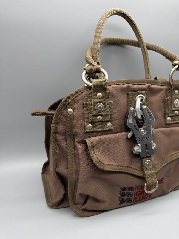 George Gina & Lucy "Haute Hip" Y2K Nylon Handbag - Brown / Khaki