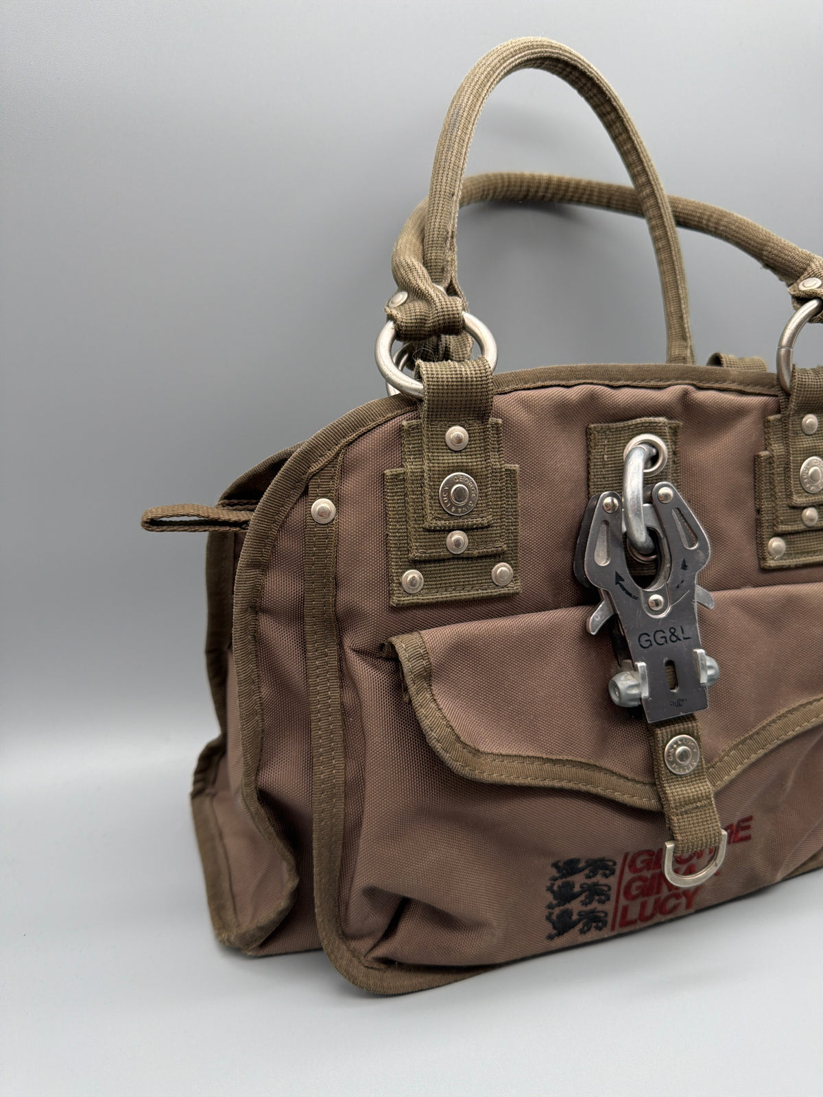 George Gina & Lucy "Haute Hip" Y2K Nylon Handbag - Brown / Khaki - Past Pieces