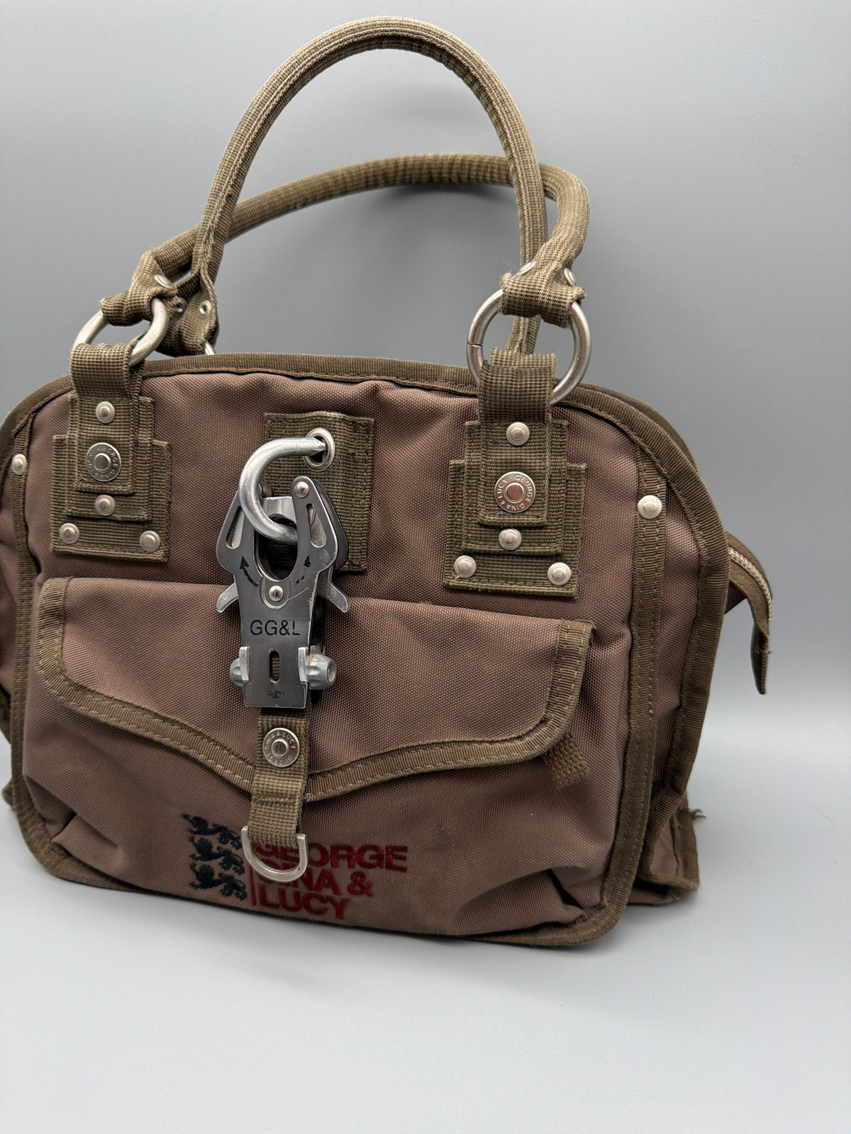 George Gina & Lucy "Haute Hip" Y2K Nylon Handbag - Brown / Khaki - Past Pieces