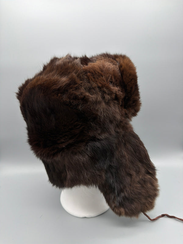 Vintage Fur Ushanka Trapper Hat - Brown / Russian Style Winter