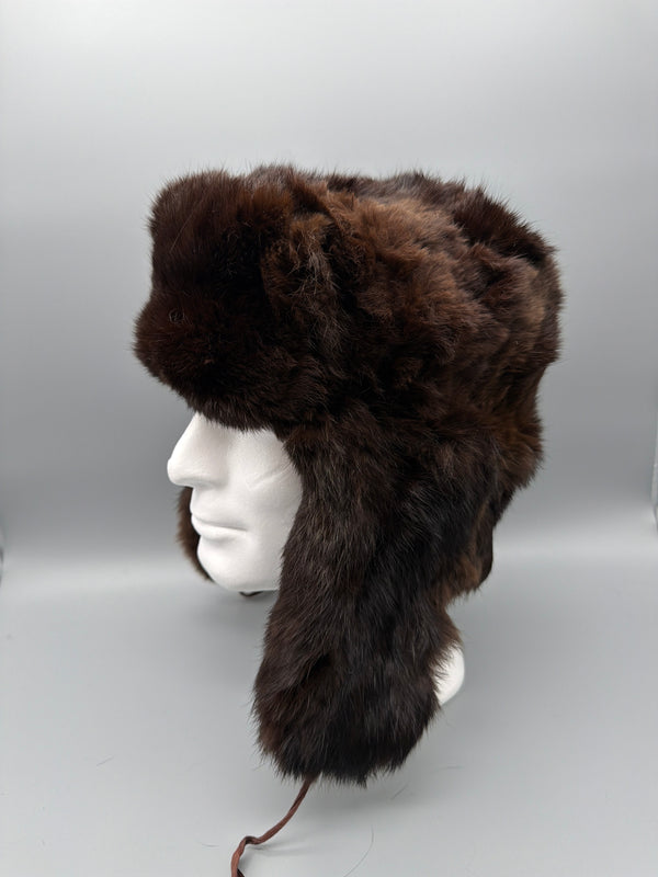 Vintage Fur Ushanka Trapper Hat - Brown / Russian Style Winter